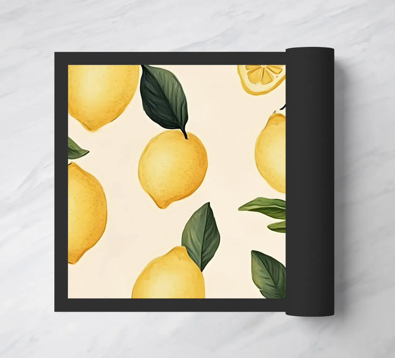 Bright Lemon Pattern - Modern Botanical Citrus Print doormat by ClubArt