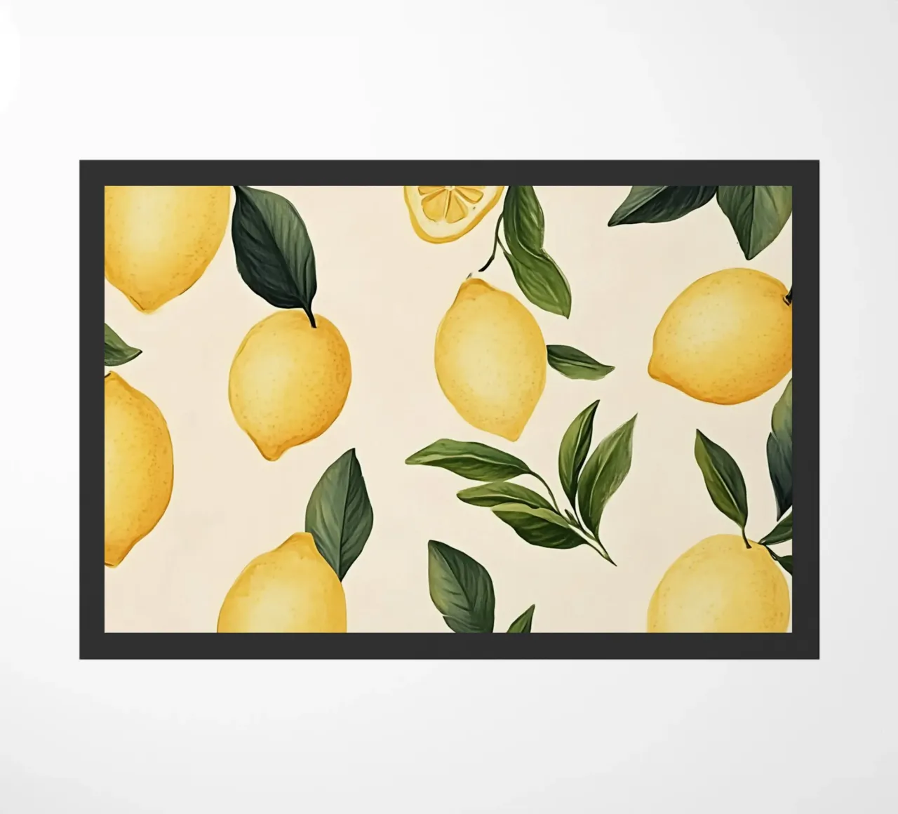 Bright Lemon Pattern - Modern Botanical Citrus Print doormat by ClubArt