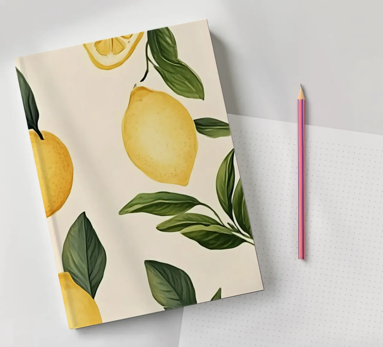 Bright Lemon Pattern - Imprimé moderne d'agrumes botaniques carnet de notes de ClubArt