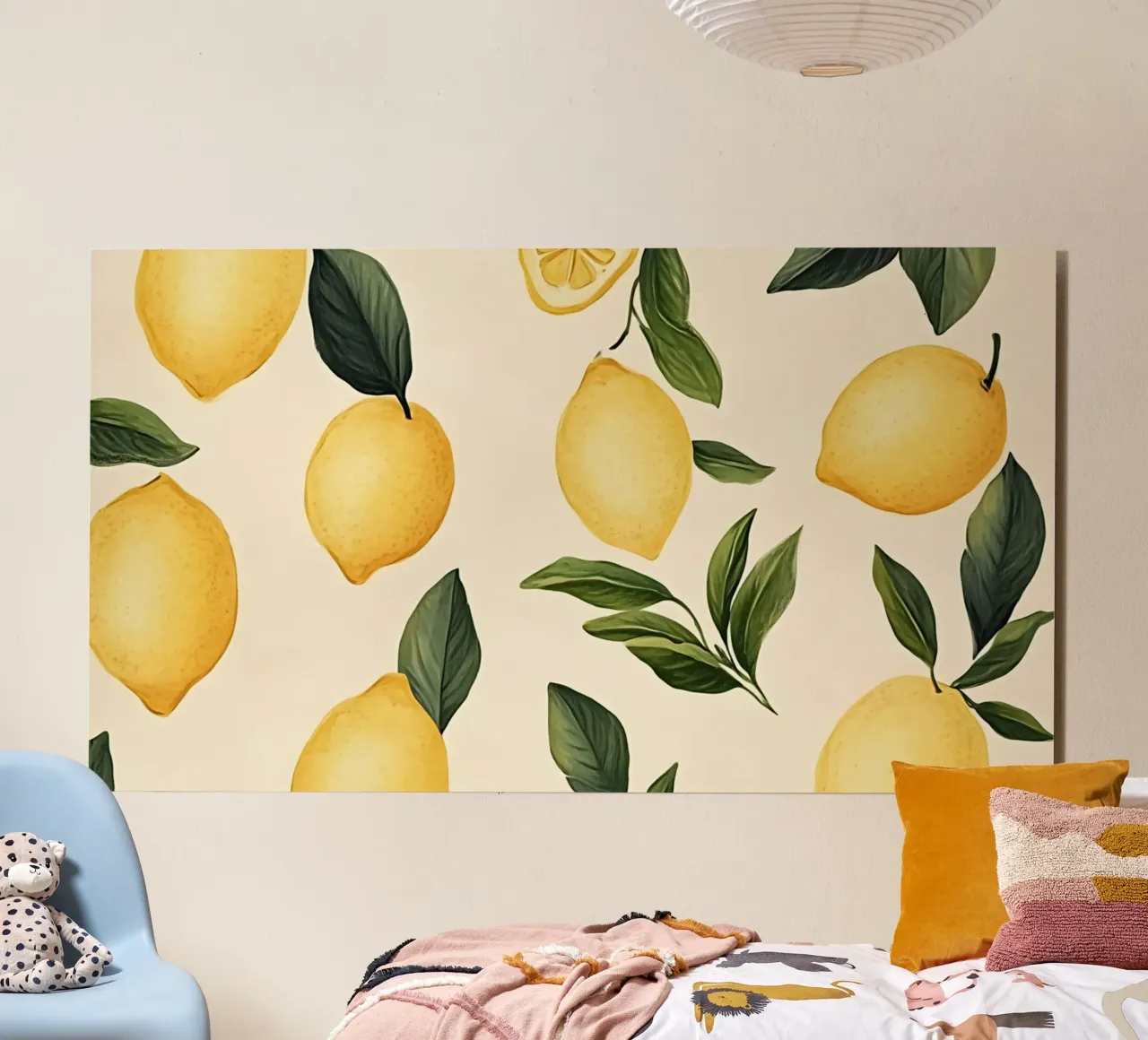Bright Lemon Pattern - Modern Botanical Citrus Print alu-dibond by ClubArt