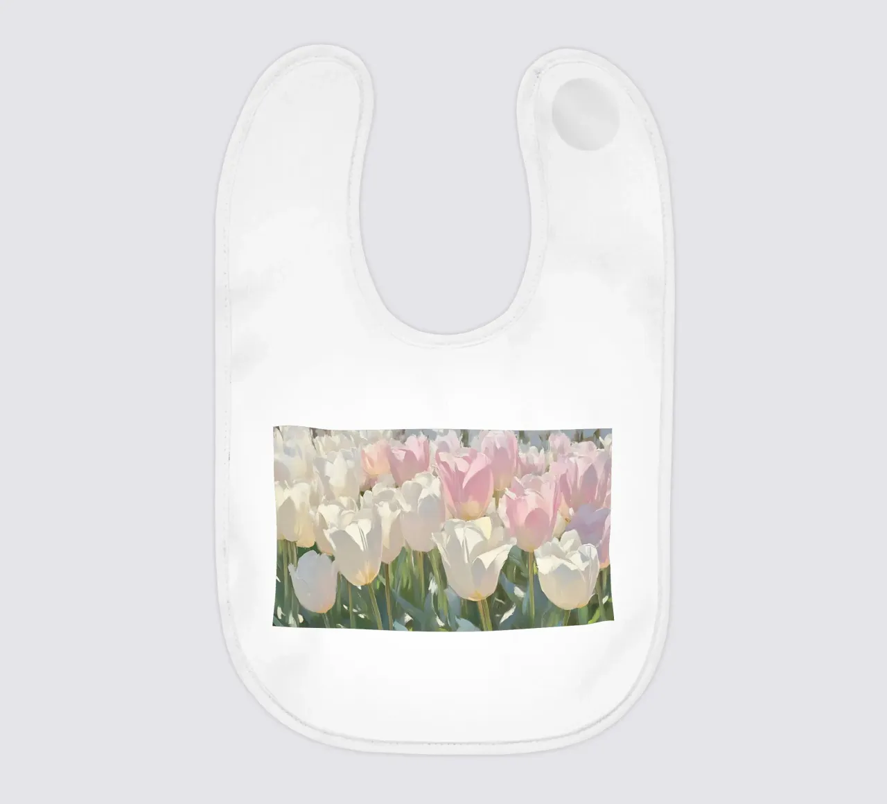 Soft Pastel Tulip Field - Impressionist Spring Bloom Art baby bib by ClubArt