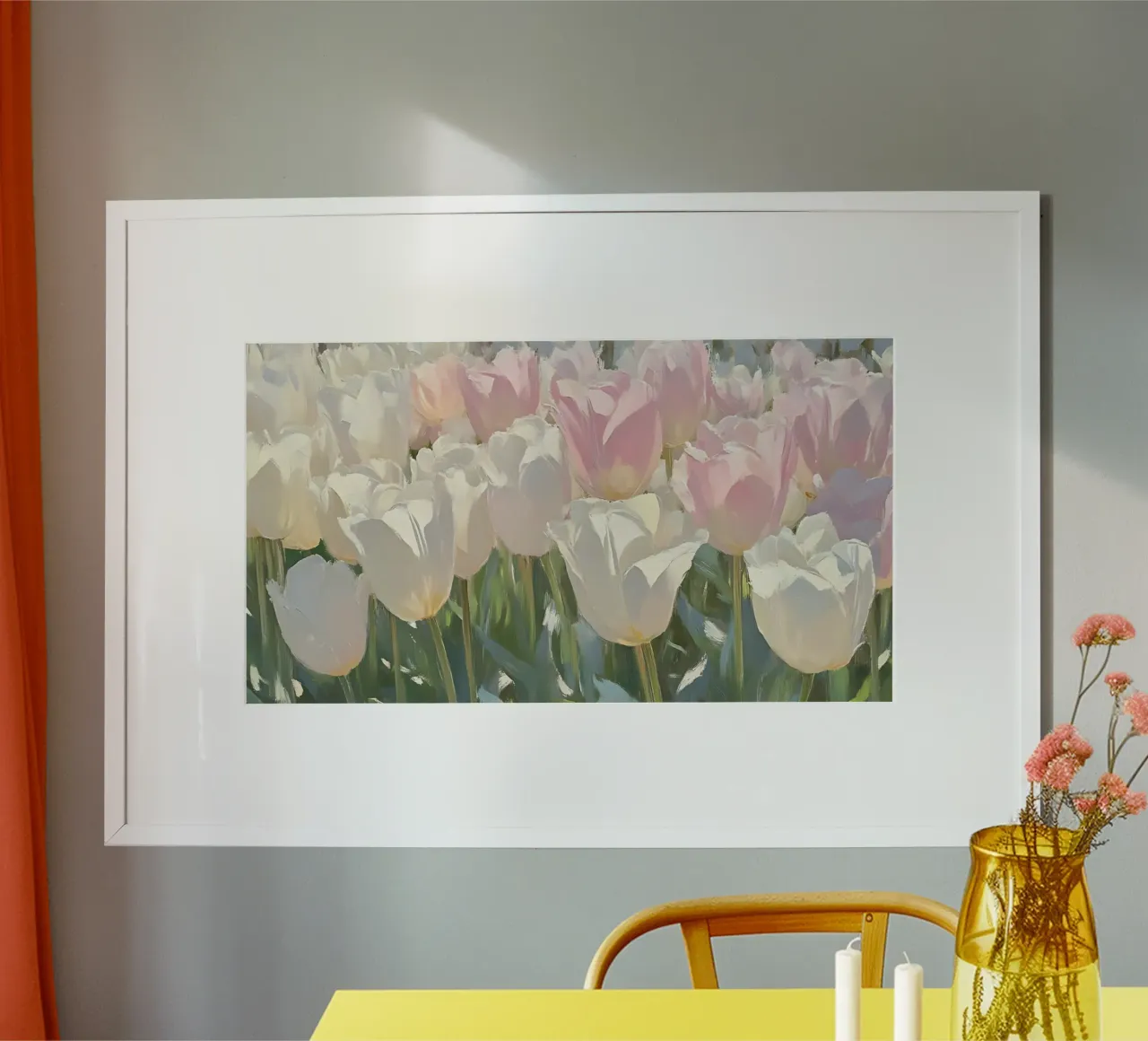 Soft Pastel Tulip Field - Impressionist Spring Bloom Art hahnemühle by ClubArt
