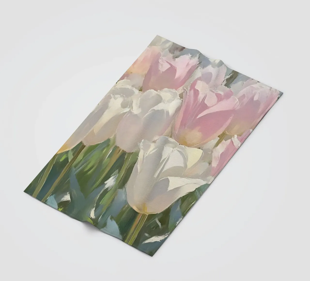 Soft Pastel Tulip Field - Impressionist Spring Bloom Art fleece blanket by ClubArt
