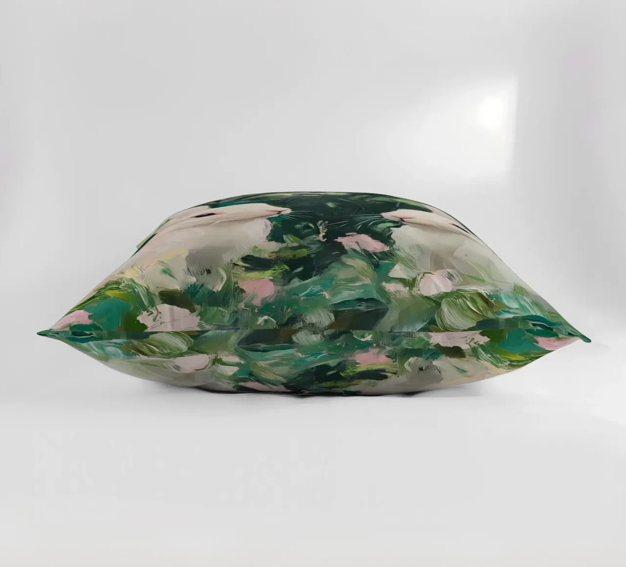 Coniglietti bianchi stravaganti - Foresta floreale impressionista cuscino da ClubArt