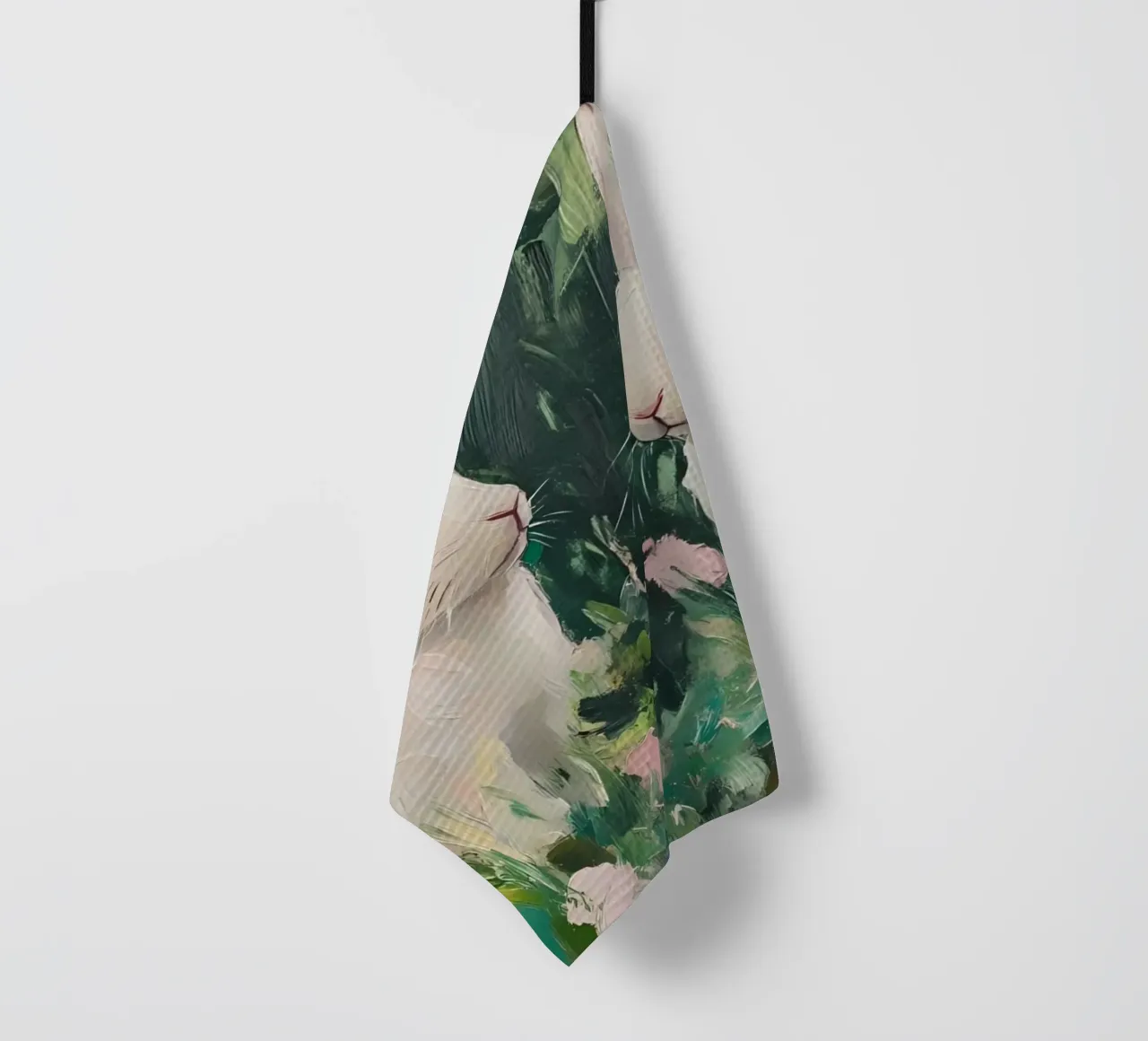 Coniglietti bianchi stravaganti - Foresta floreale impressionista canovaccio da cucina da ClubArt