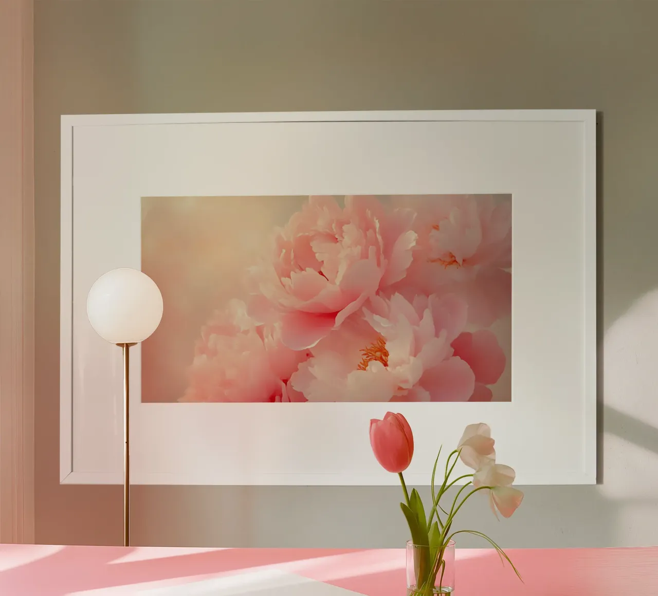 Romantica peonia rosa in fiore - Arte del sogno floreale carta hahnemühle da ClubArt