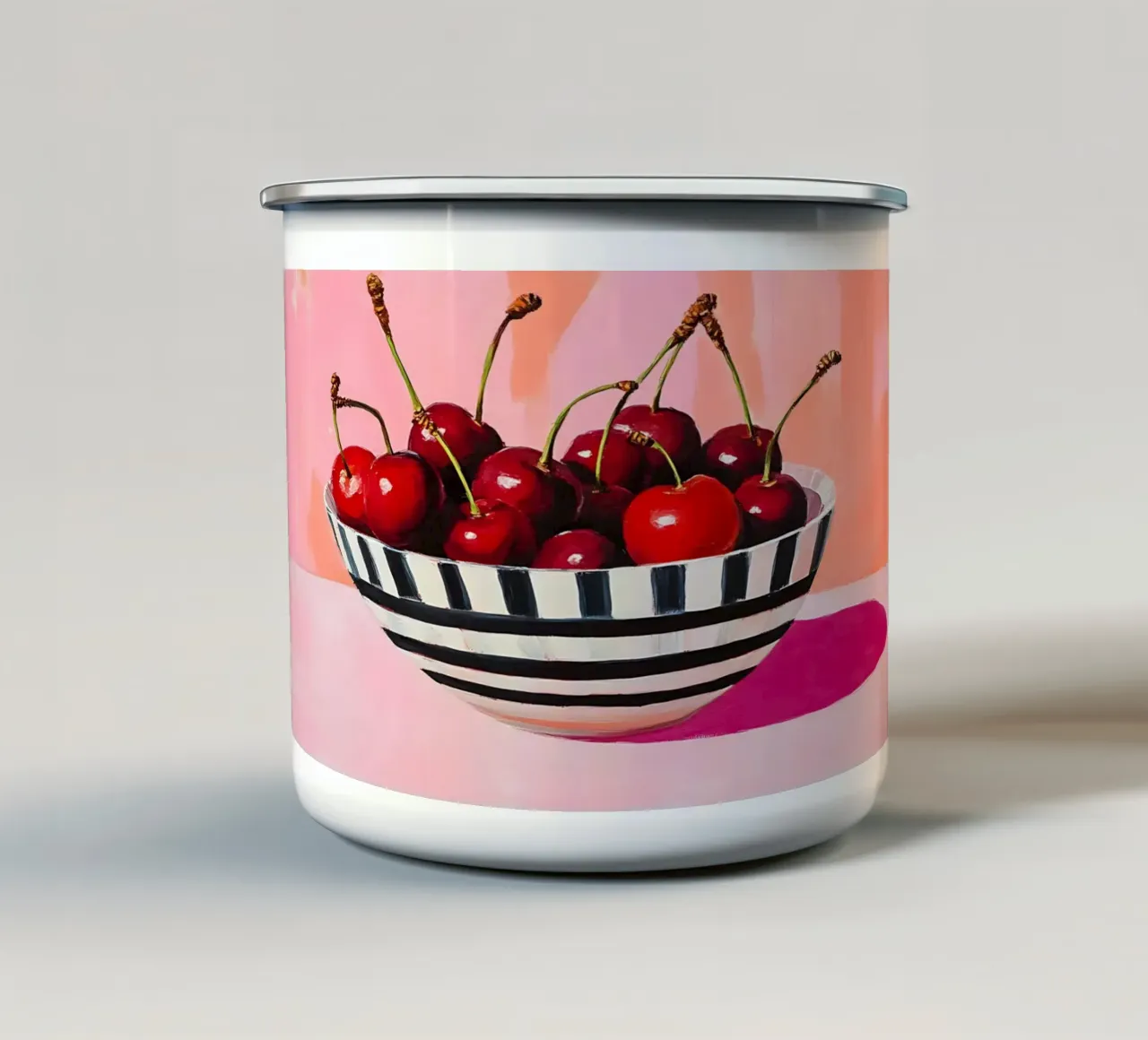 J.O. Han Kersen Kom Pop Art - Modern Keukendecor emaille mok van ClubArt