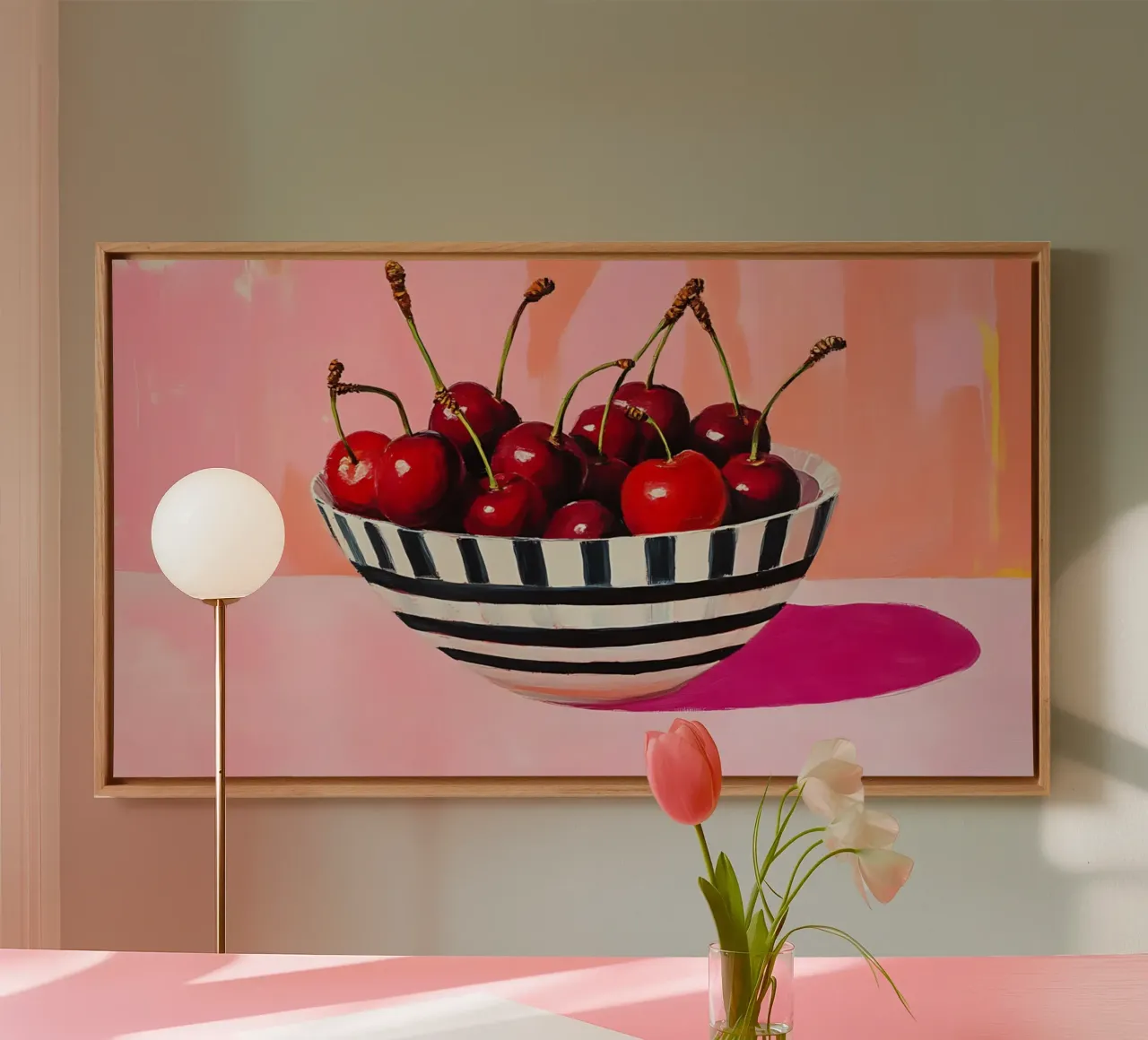 J.O. Han Kersen Kom Pop Art - Modern Keukendecor canvas met Baklijst van ClubArt
