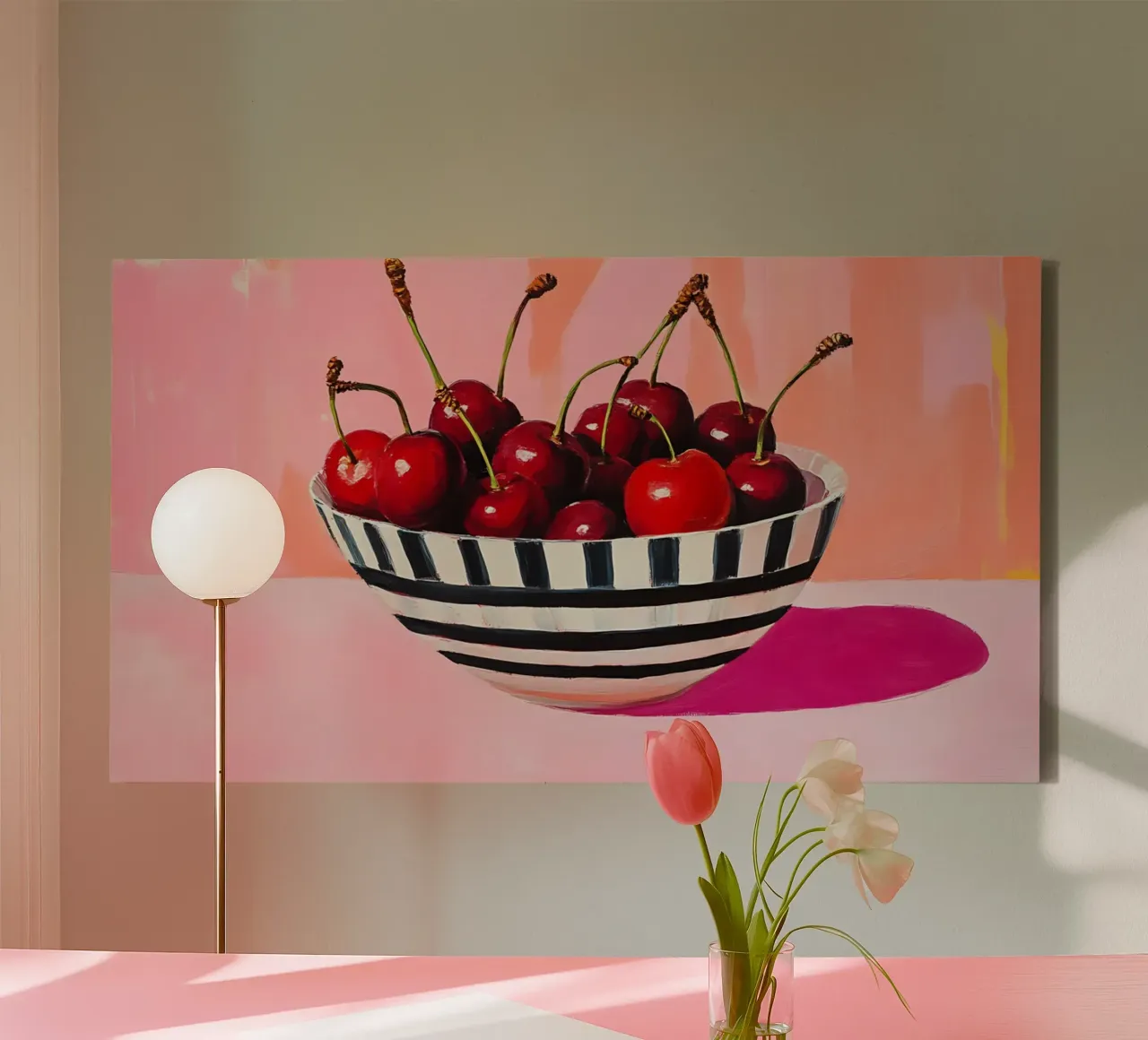 J.O. Han Kersen Kom Pop Art - Modern Keukendecor canvas met Baklijst van ClubArt