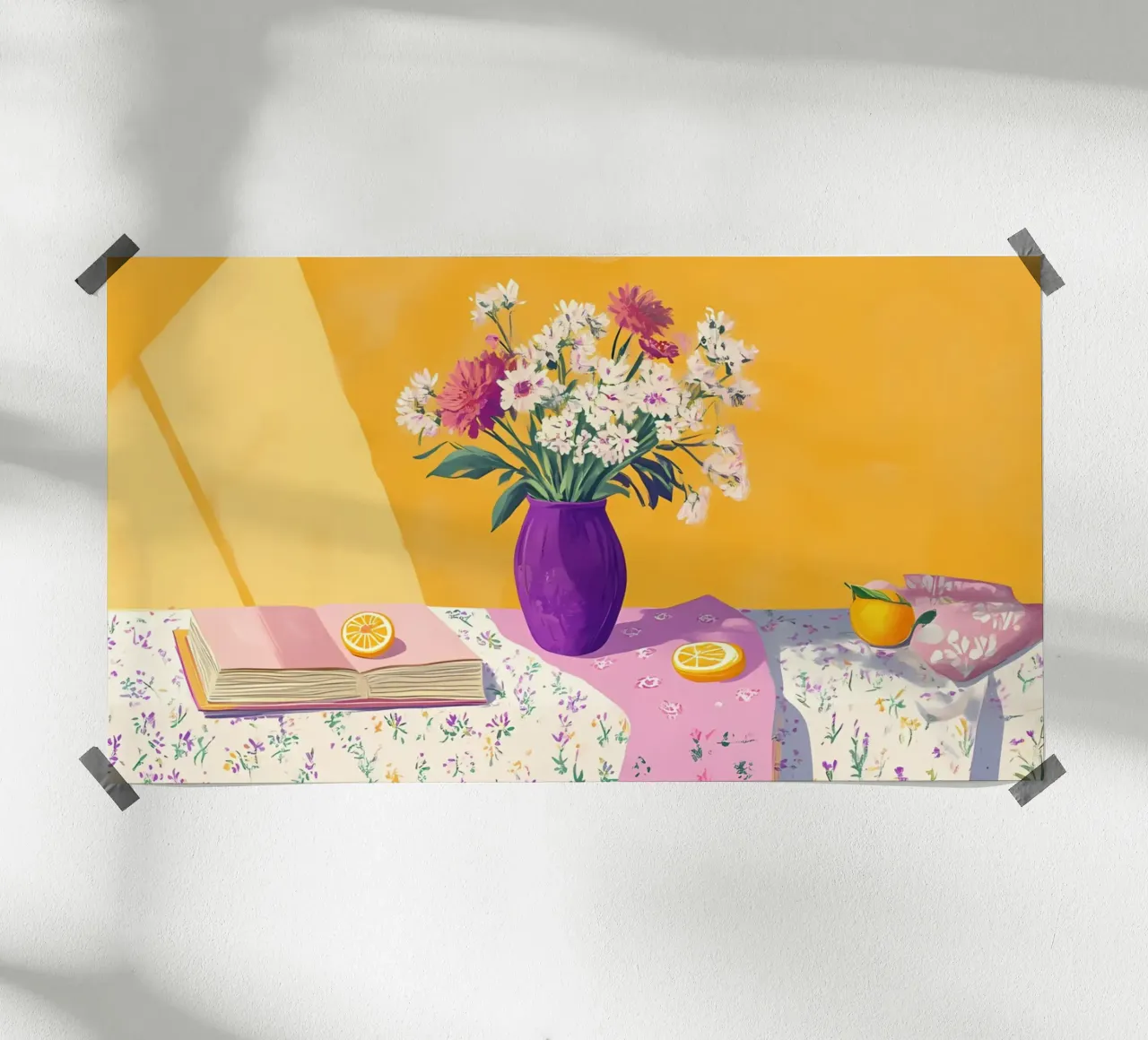 Natura morta floreale in stile Hockney - Fiori vibranti della Pop Art poster da ClubArt