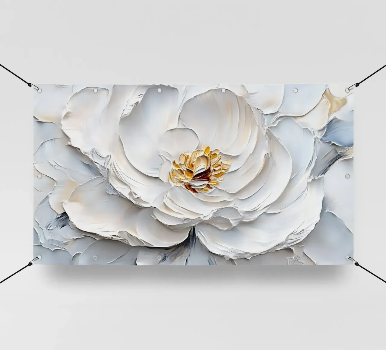 Impasto di peonie bianche strutturate - Arte floreale scultorea telo in pvc da ClubArt