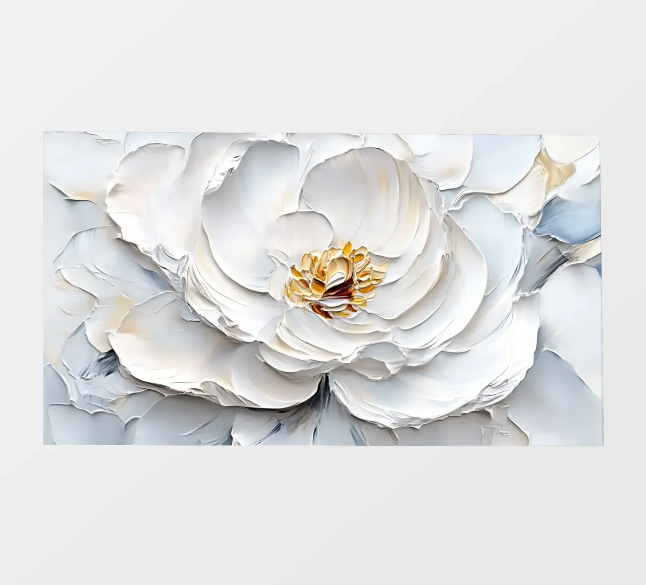 Impasto di peonie bianche strutturate - Arte floreale scultorea telo in pvc da ClubArt