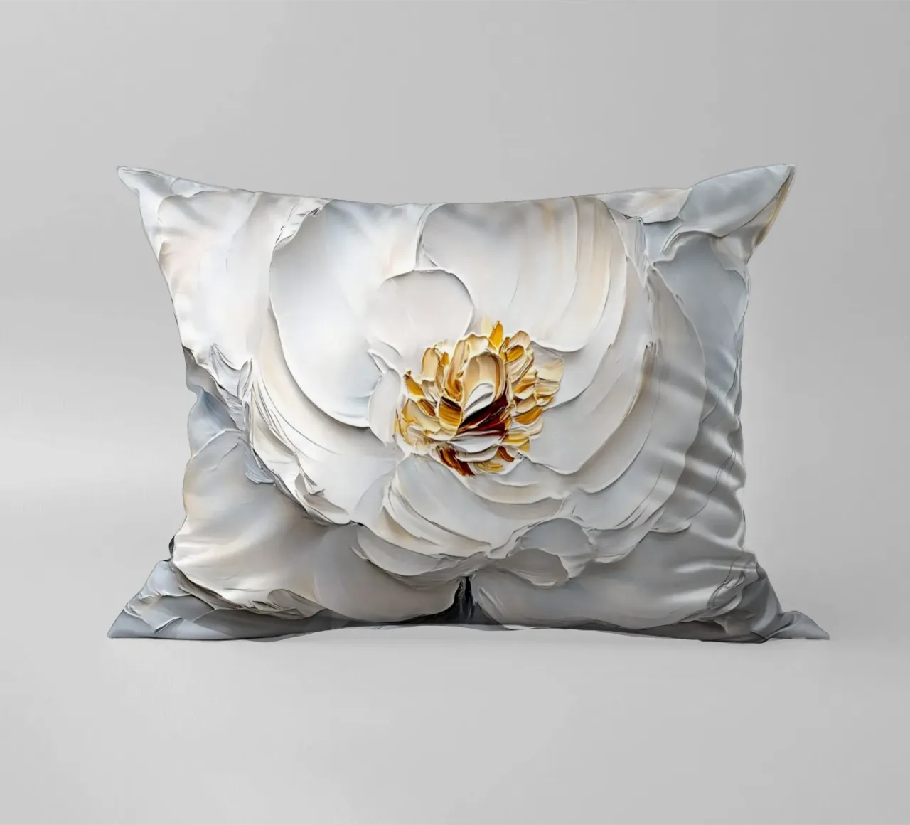 Impasto di peonie bianche strutturate - Arte floreale scultorea cuscino da ClubArt