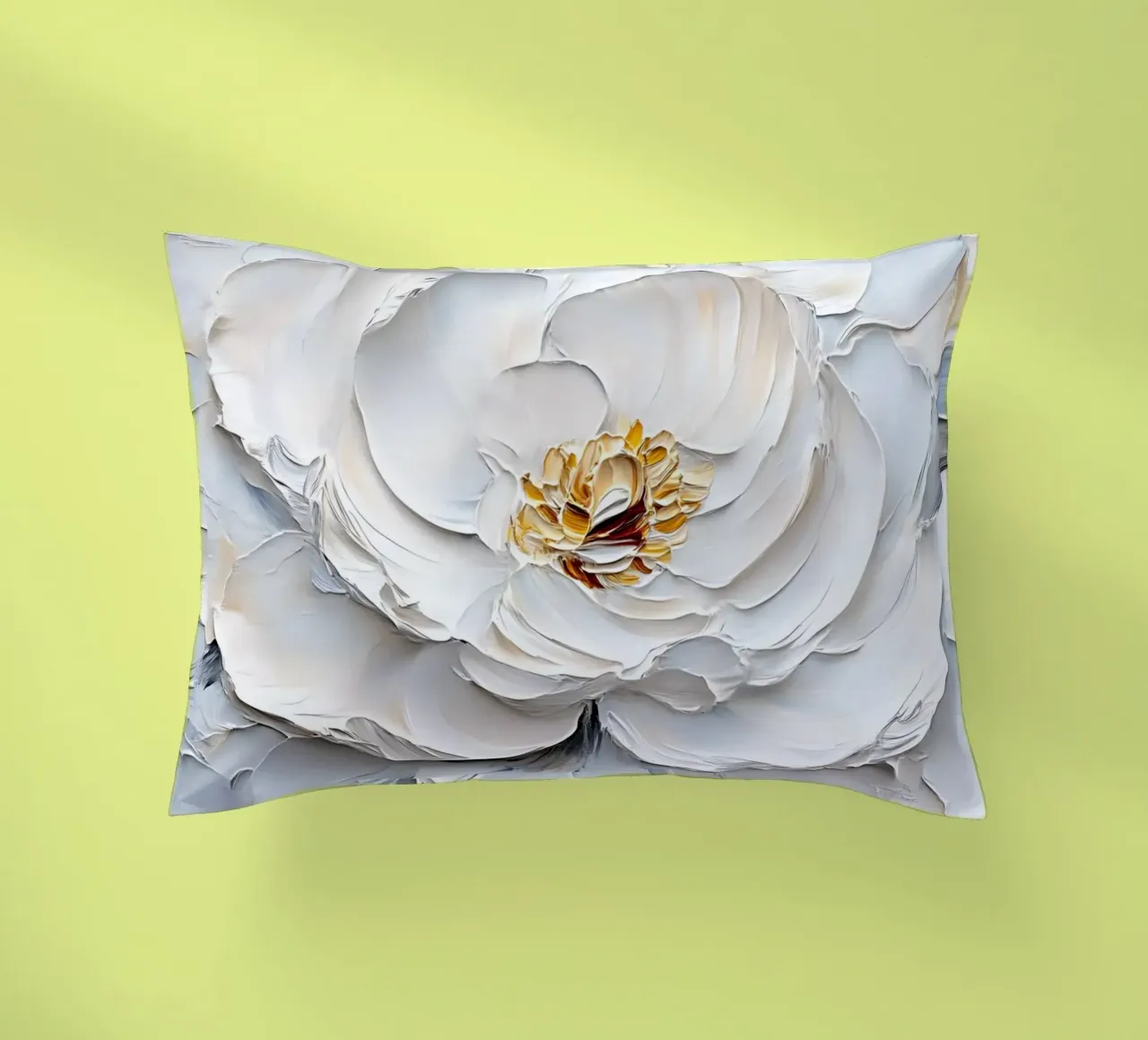 Impasto di peonie bianche strutturate - Arte floreale scultorea cuscino da ClubArt