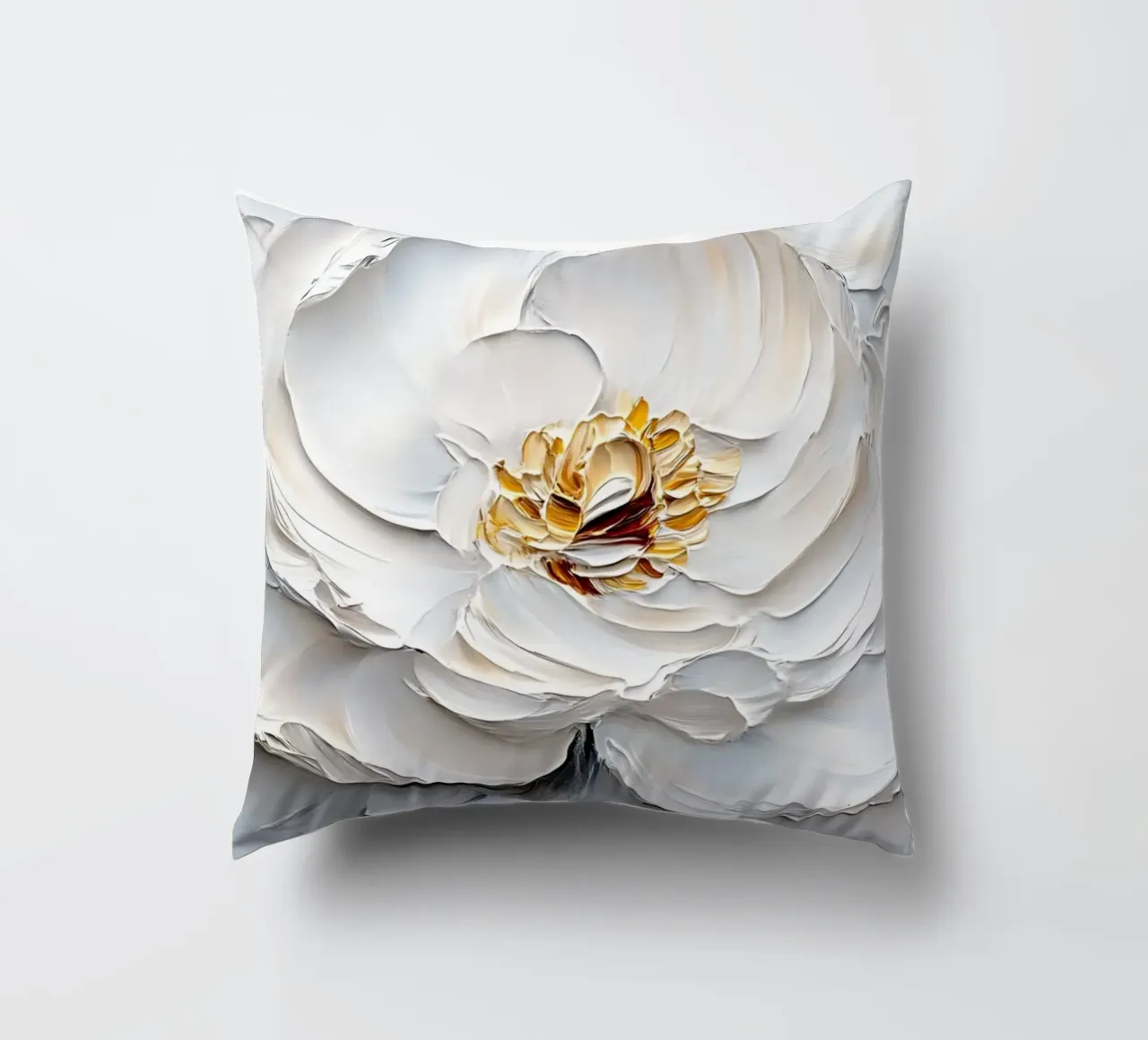 Impasto di peonie bianche strutturate - Arte floreale scultorea cuscino da ClubArt