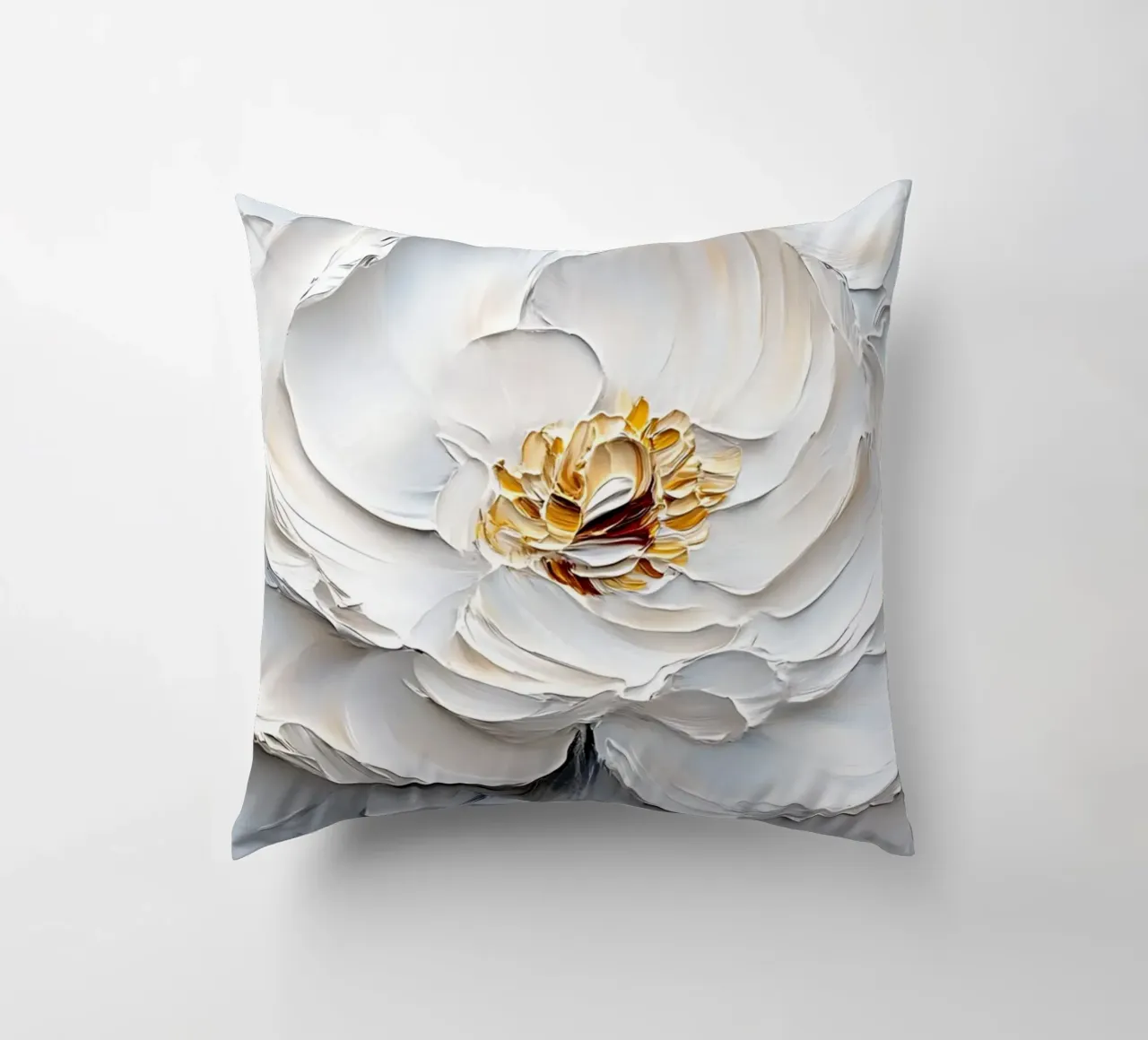 Impasto di peonie bianche strutturate - Arte floreale scultorea cuscino da ClubArt