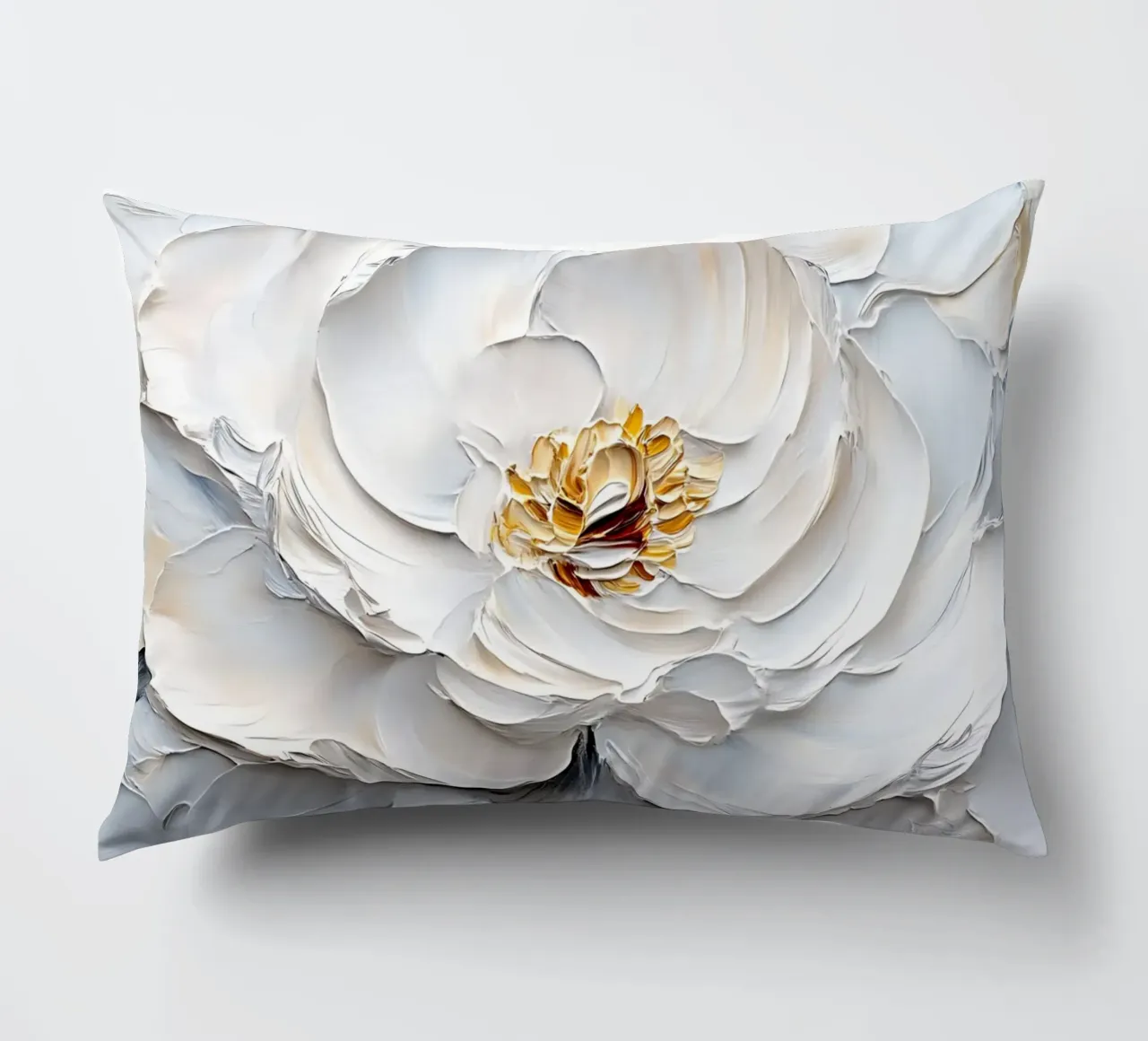 Impasto di peonie bianche strutturate - Arte floreale scultorea cuscino da ClubArt