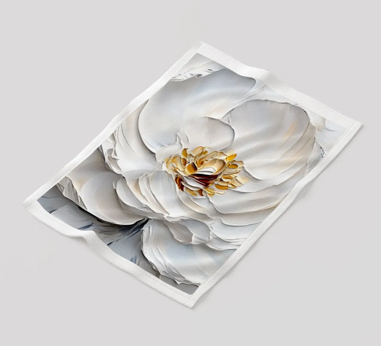 Impasto di peonie bianche strutturate - Arte floreale scultorea coperta in pile da ClubArt