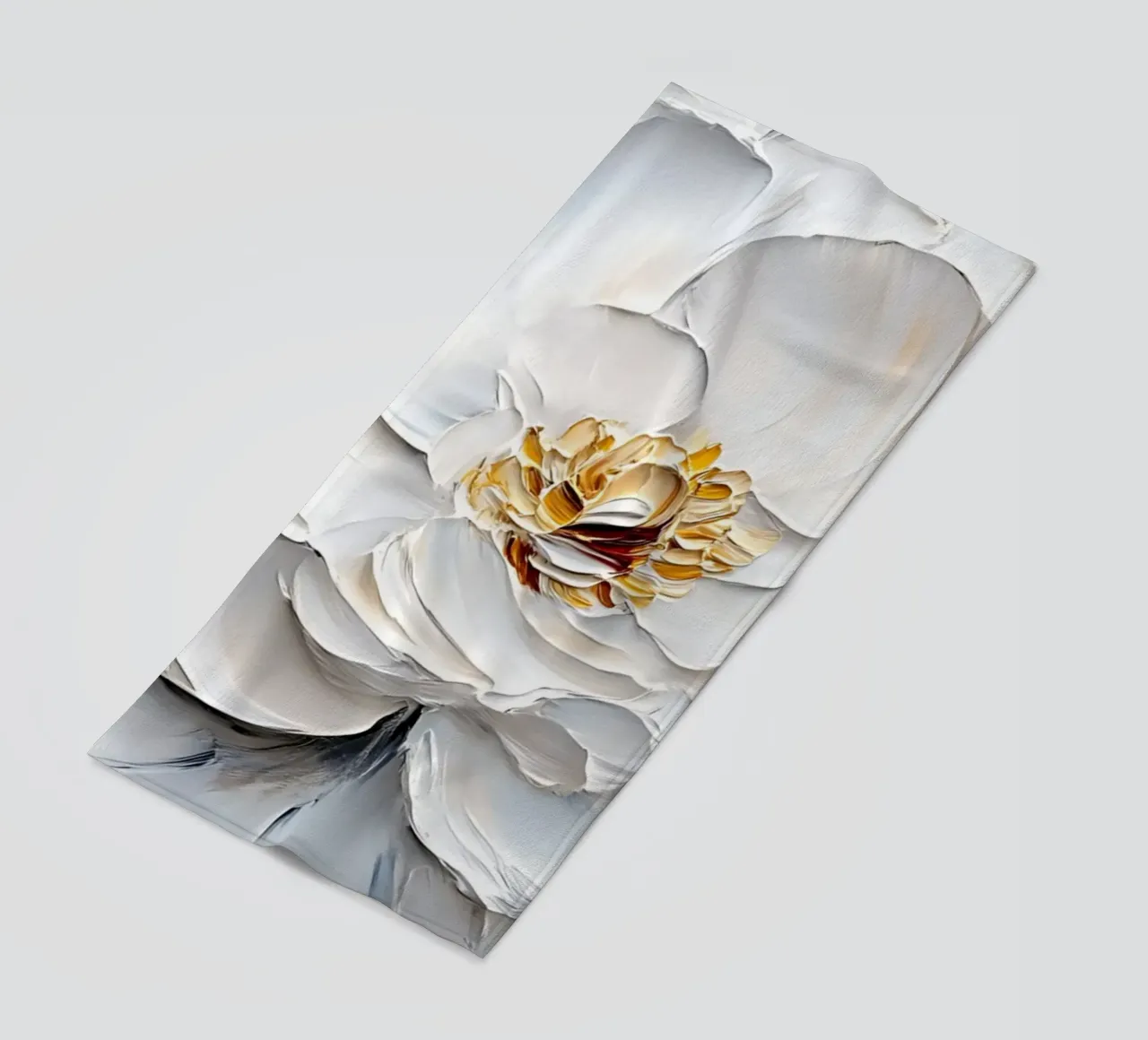 Impasto di peonie bianche strutturate - Arte floreale scultorea telo mare da ClubArt