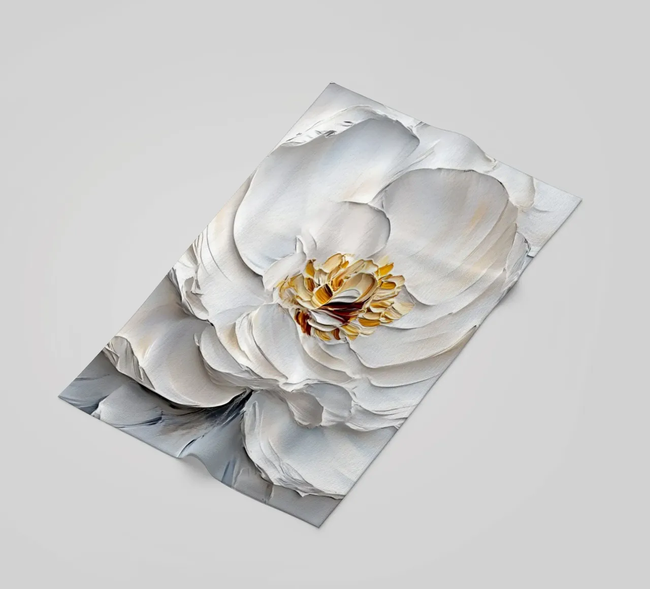 Impasto di peonie bianche strutturate - Arte floreale scultorea telo mare da ClubArt