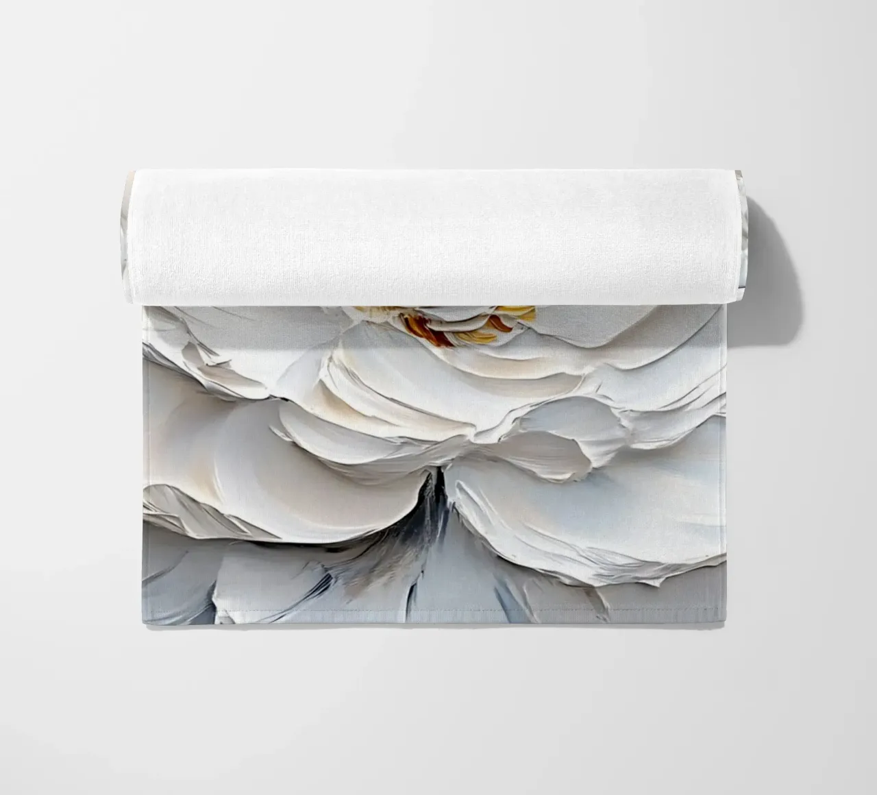 Impasto di peonie bianche strutturate - Arte floreale scultorea telo mare da ClubArt