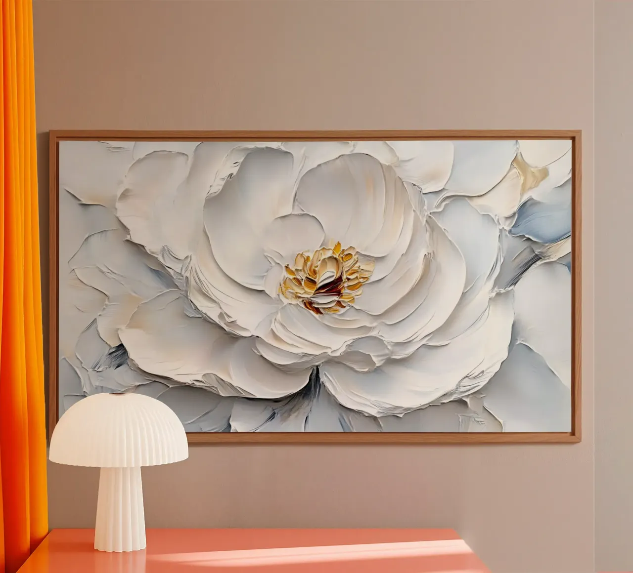 Impasto di peonie bianche strutturate - Arte floreale scultorea alluminio dibond da ClubArt
