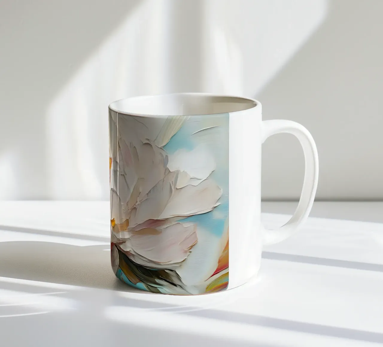 Impasto di peonie Feeby - Arte floreale in fiore testurizzata tazza in ceramica da ClubArt