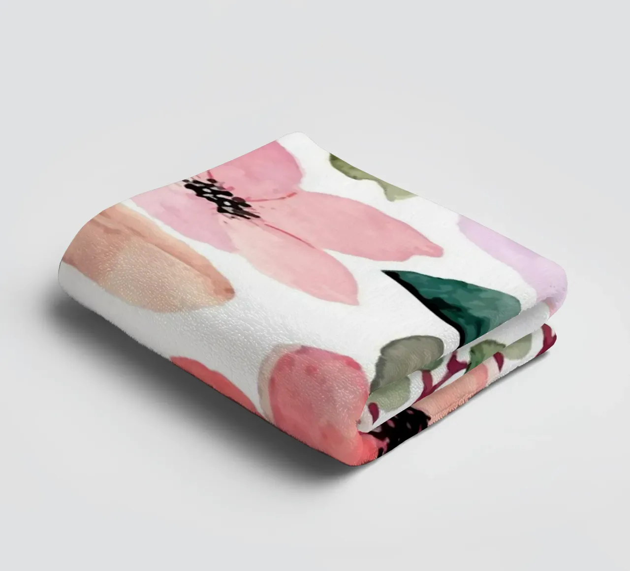 Pink Peach Floral Pattern - Watercolor Botanical Print towel by ClubArt