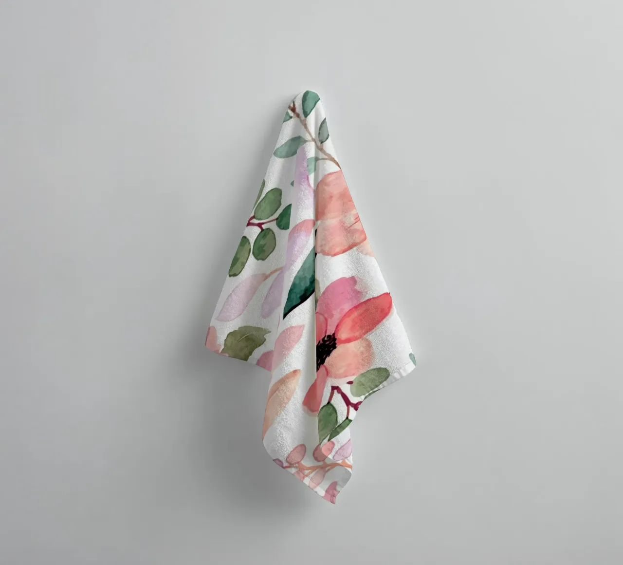 Pink Peach Floral Pattern - Watercolor Botanical Print towel by ClubArt