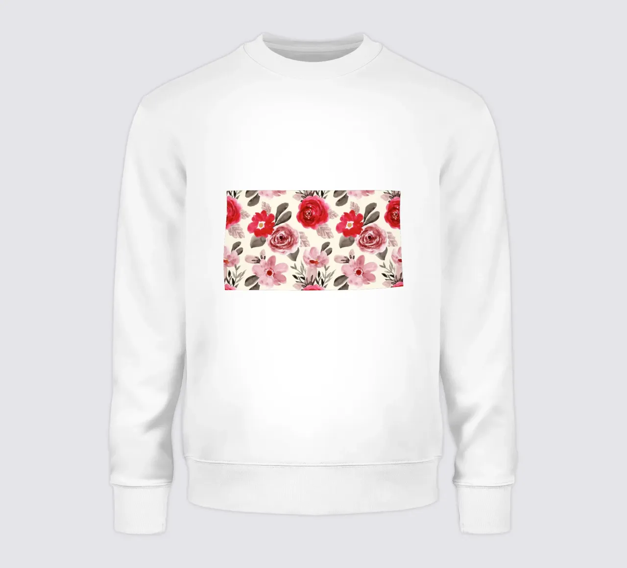 Modello di rosa rossa - Acquerello floreale da parete felpa da ClubArt