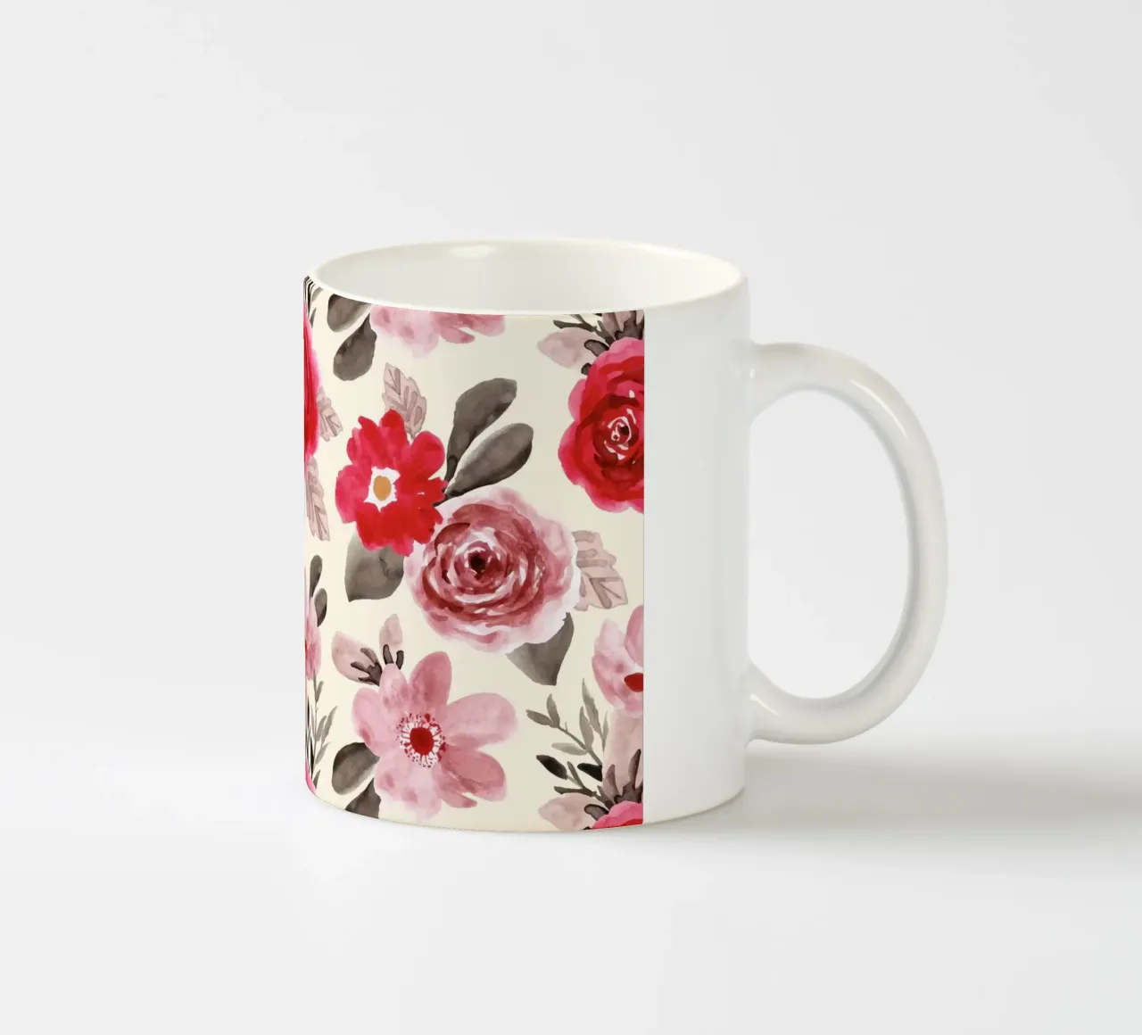 Modello di rosa rossa - Acquerello floreale da parete tazza in ceramica da ClubArt