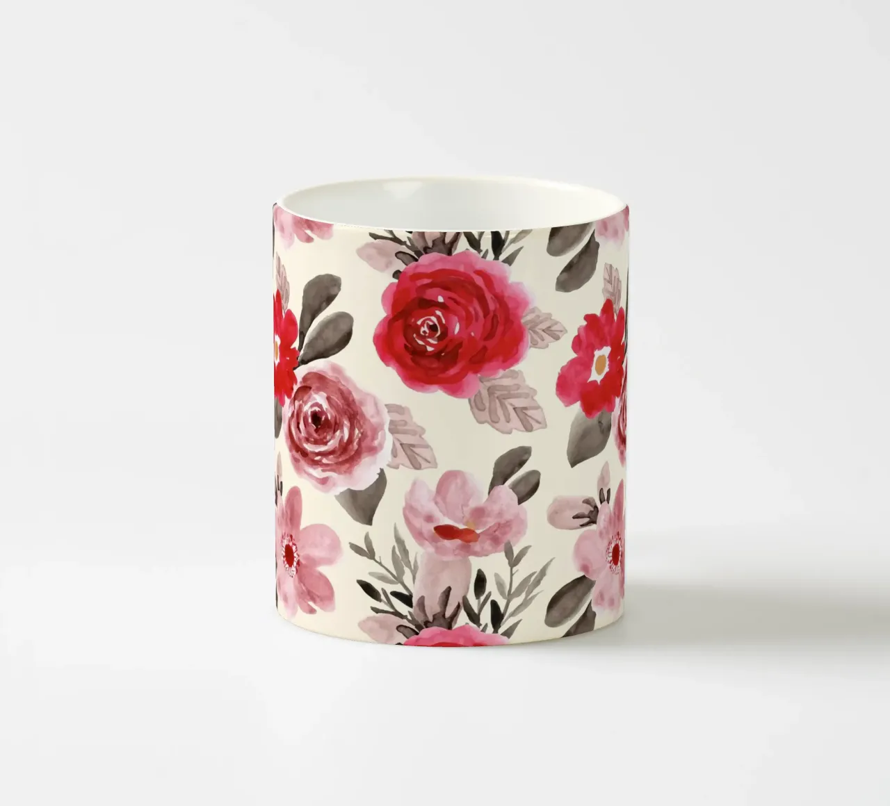 Modello di rosa rossa - Acquerello floreale da parete tazza in ceramica da ClubArt
