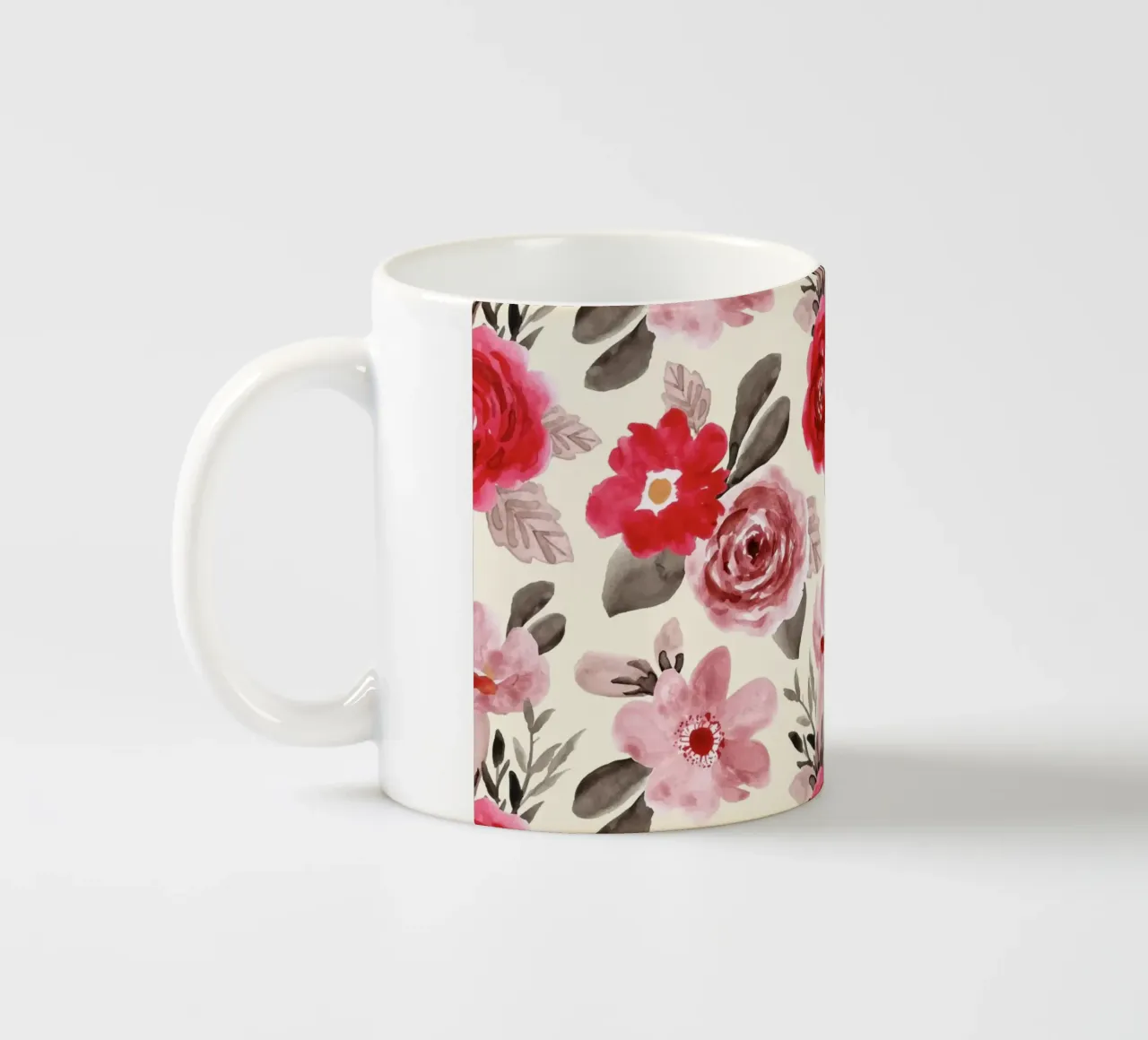 Modello di rosa rossa - Acquerello floreale da parete tazza in ceramica da ClubArt