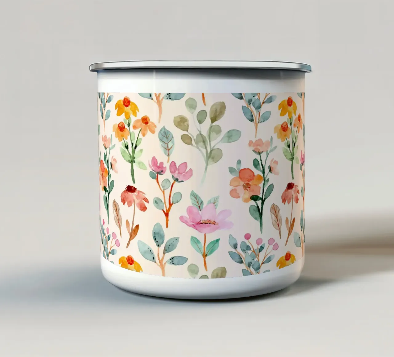 Modello di fiori selvatici acquerellati - Stampa botanica pastello tazza in smalto da ClubArt