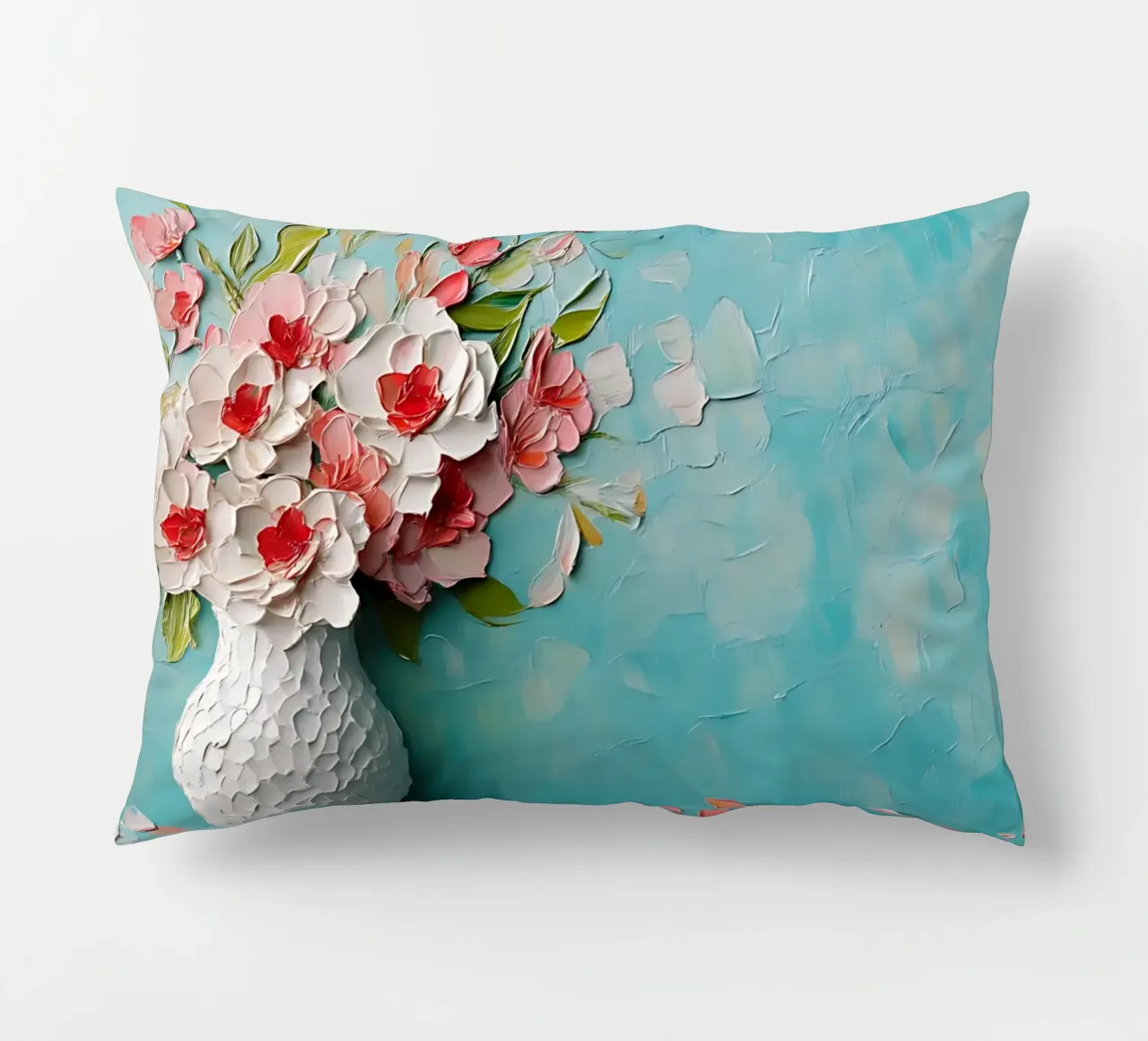 Textured Floral Vase Impasto - Modern 3D Bloom Art decorative cushion by ClubArt