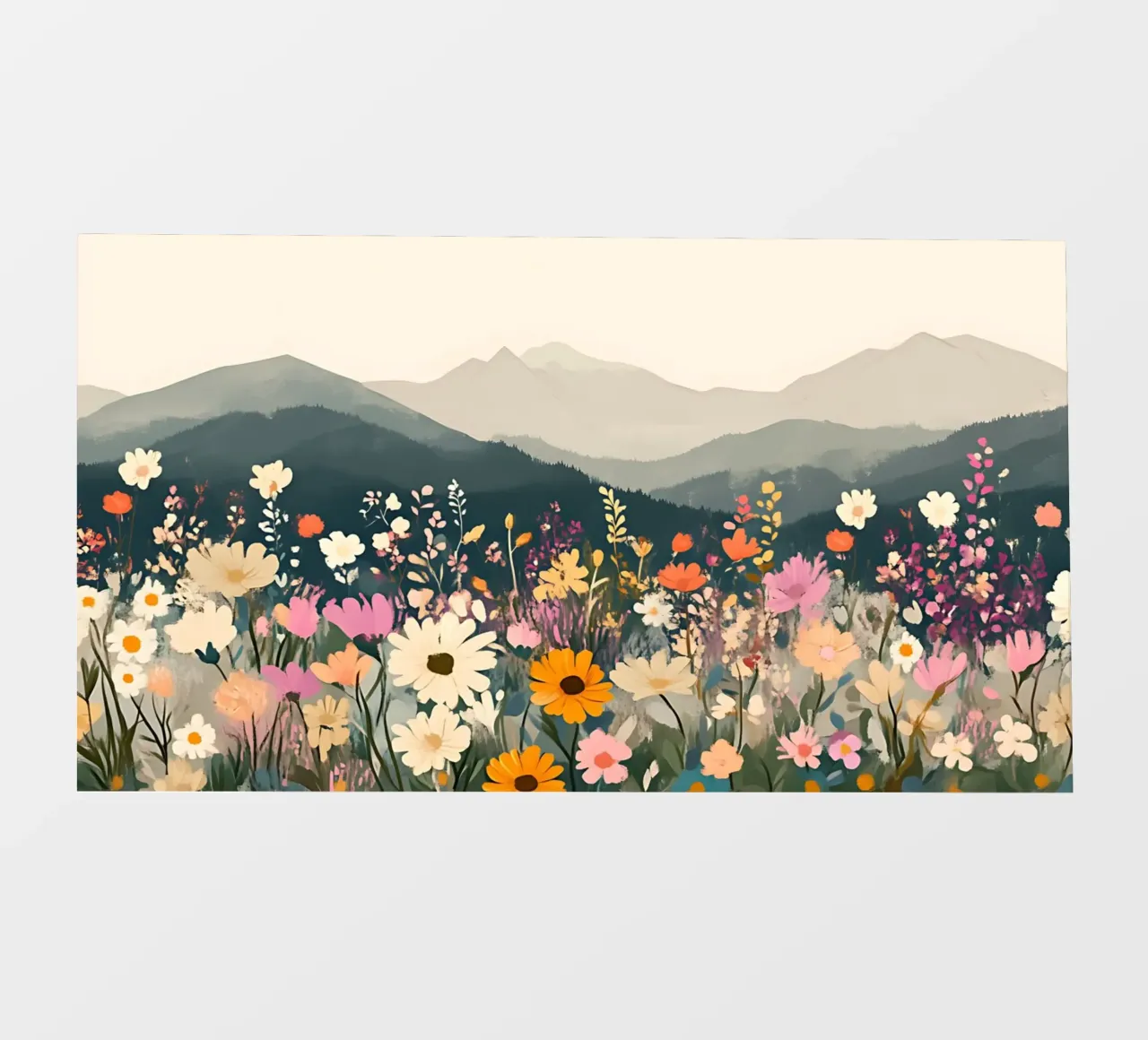 Fiori selvatici di montagna - Paesaggio floreale bohémien telo in pvc da ClubArt