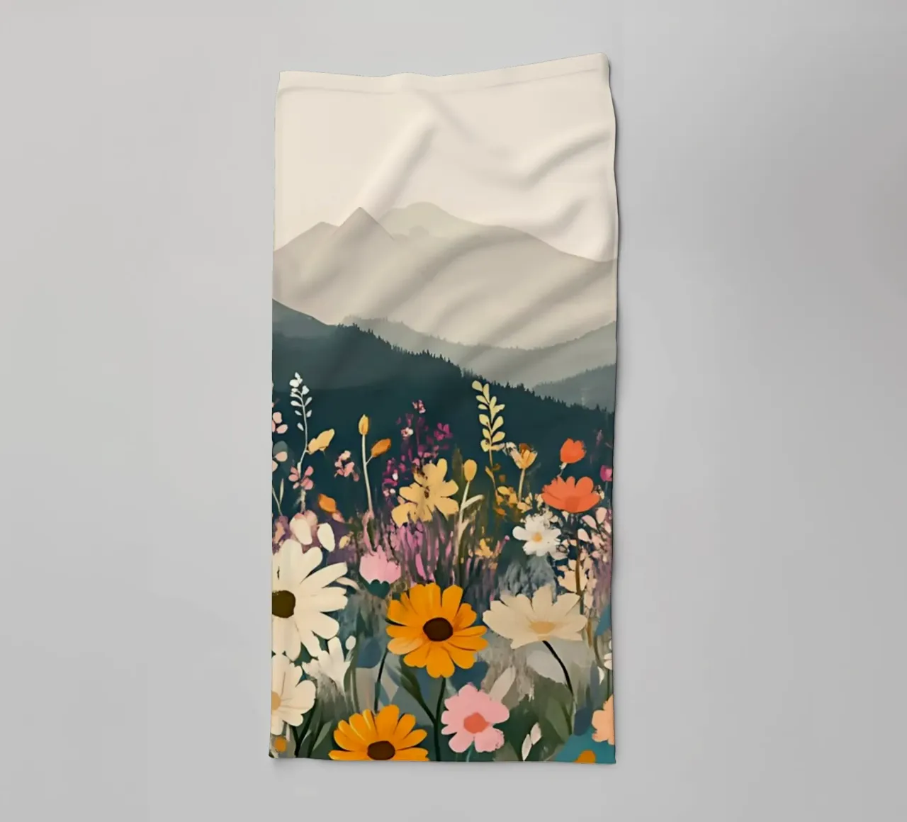 Fiori selvatici di montagna - Paesaggio floreale bohémien asciugamano da bagno da ClubArt