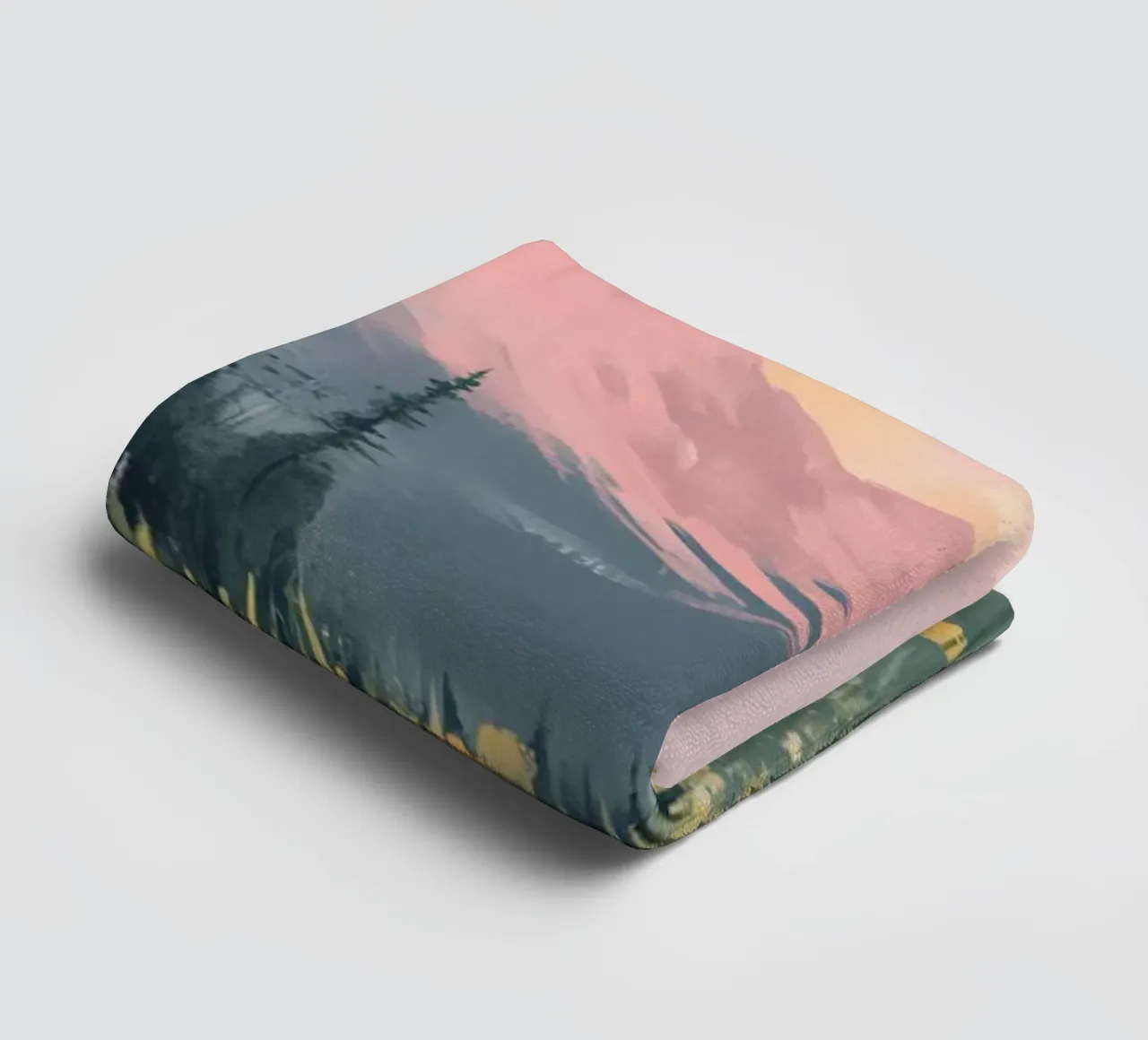 Sunset Mountain Weide - Pastel Landschap Esthetische Print badhanddoek van ClubArt