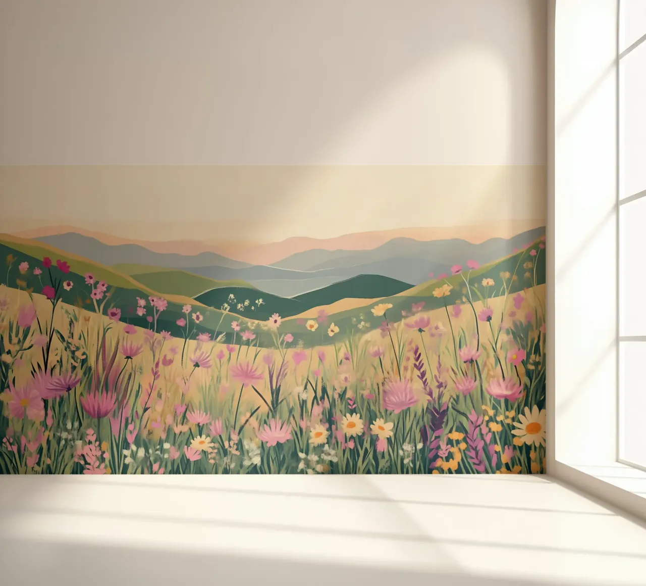 Rolling Hills Wildflower Valley - Abstract Landscape Art photo wallpaper by ClubArt