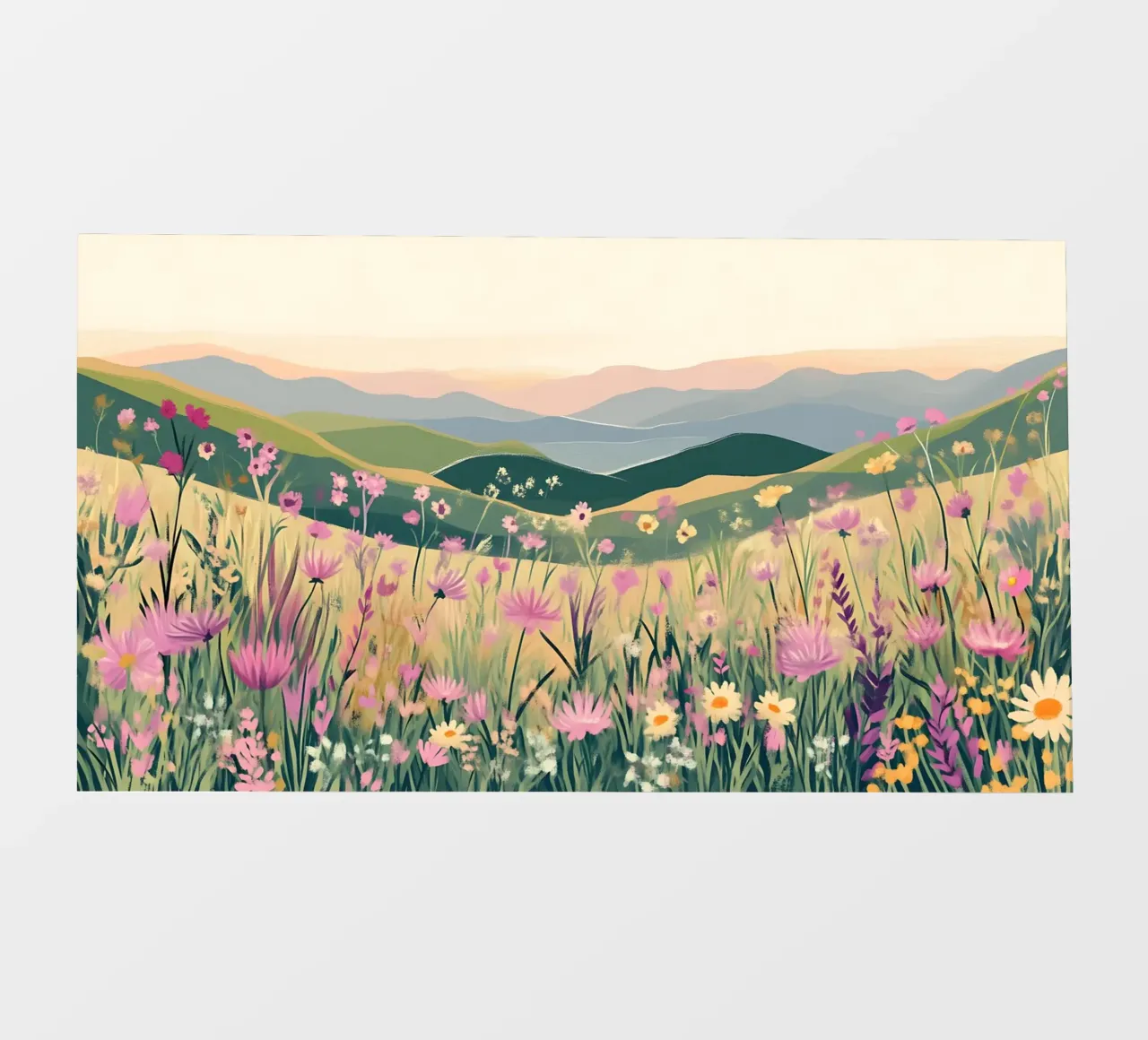 Rolling Hills Wildflower Valley - Abstract Landscape Art photo wallpaper by ClubArt