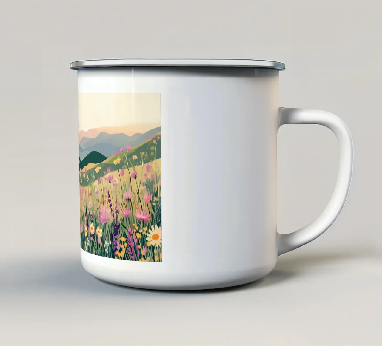 Rolling Hills Wilde Bloemenvallei - Abstract Landschapskunst emaille mok van ClubArt