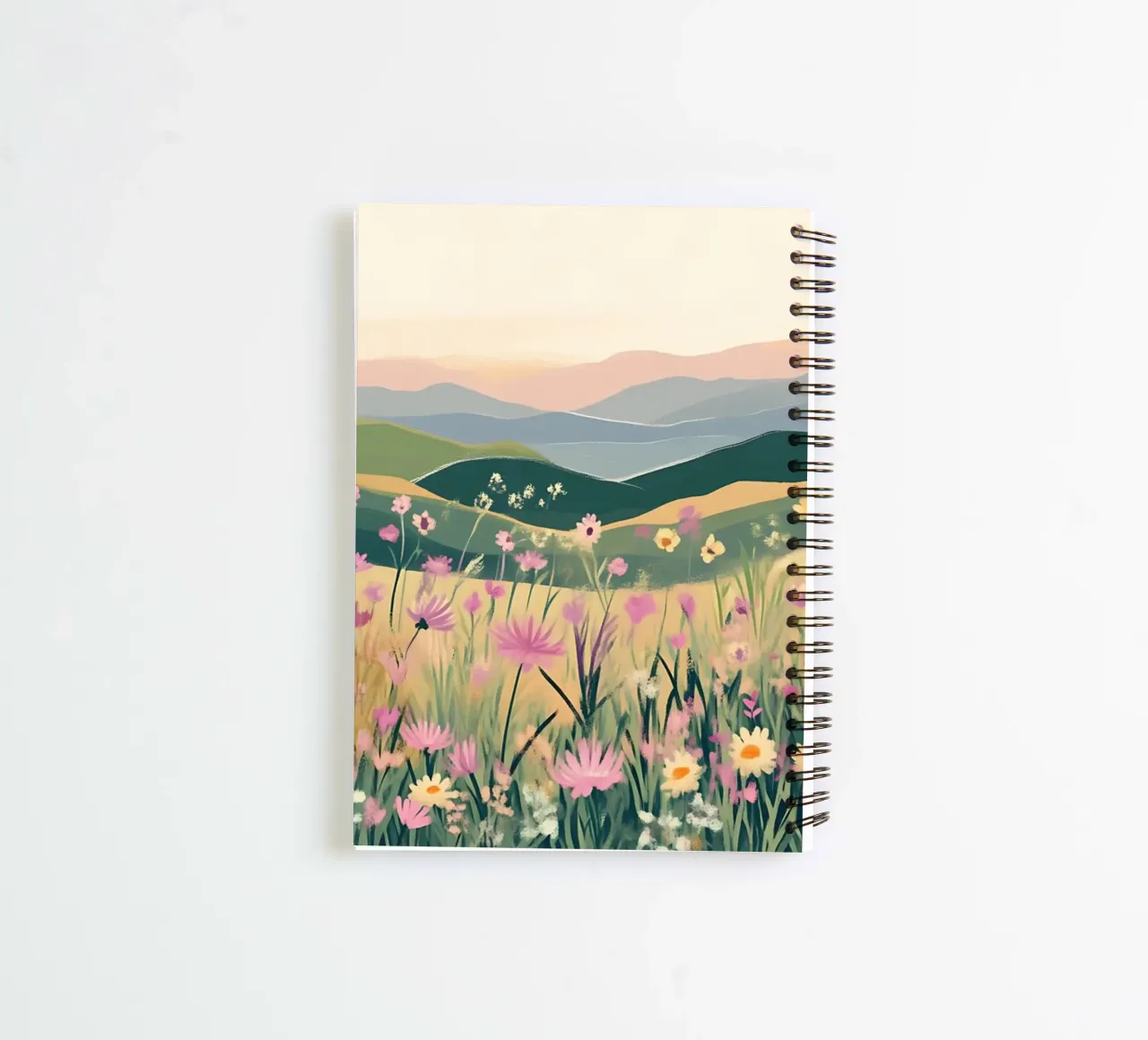 Rolling Hills Wildflower Valley - Abstract Landscape Art spiral notebook by ClubArt
