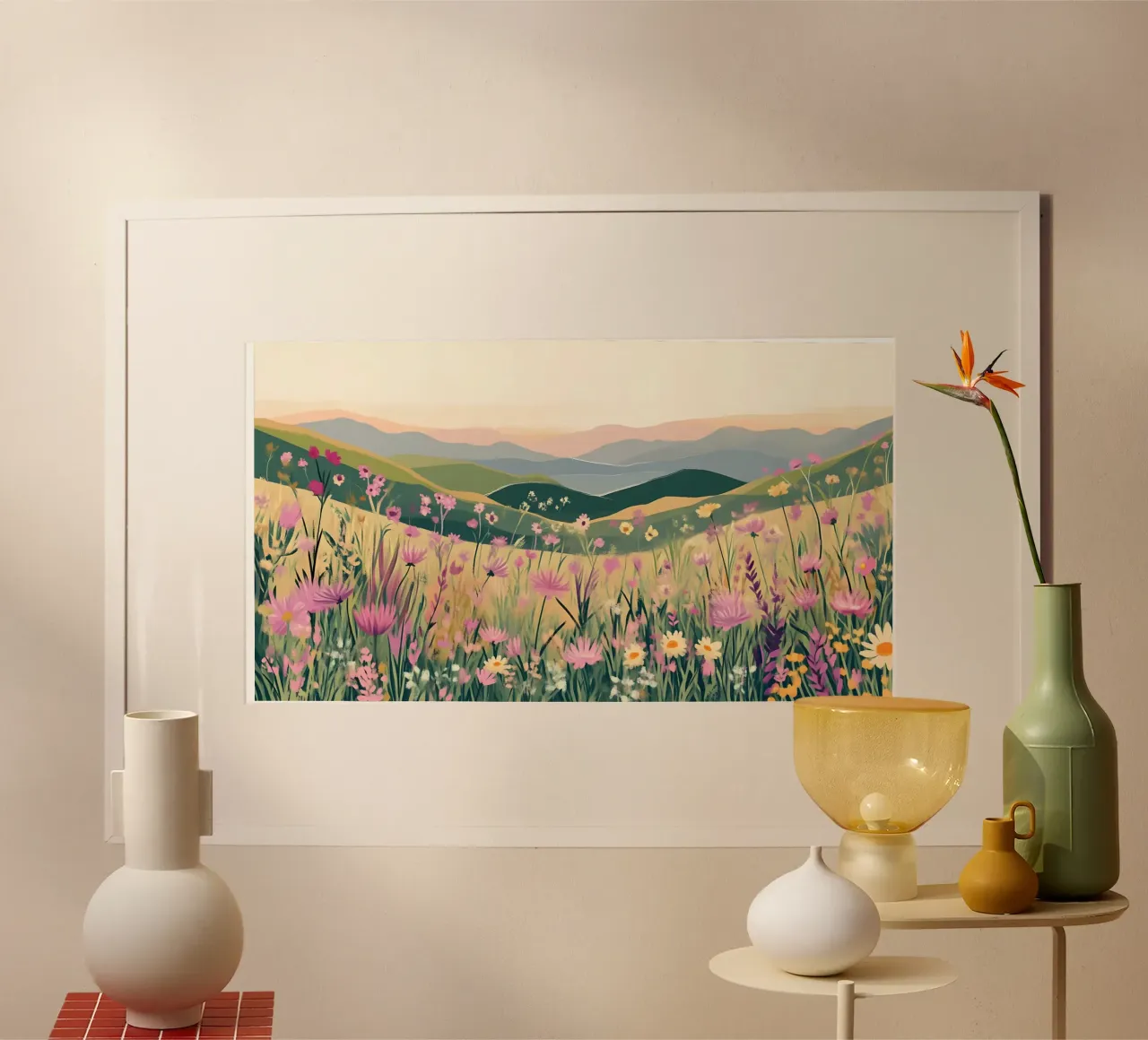 Rolling Hills Wildflower Valley - Abstract Landscape Art hahnemühle by ClubArt