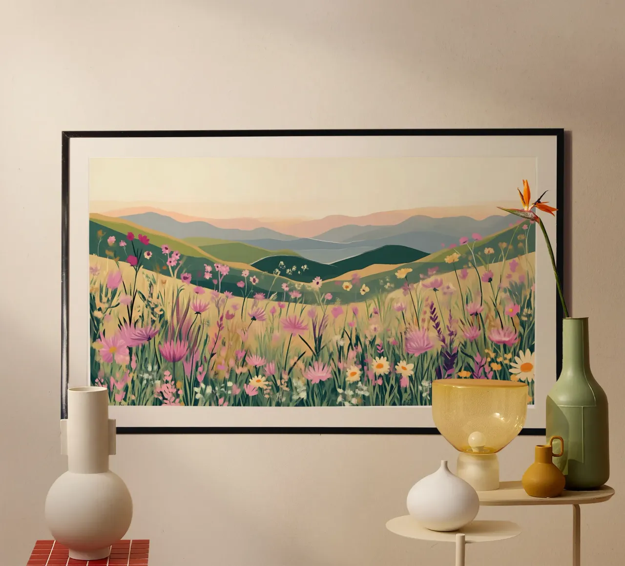 Rolling Hills Wildflower Valley - Abstract Landscape Art hahnemühle by ClubArt