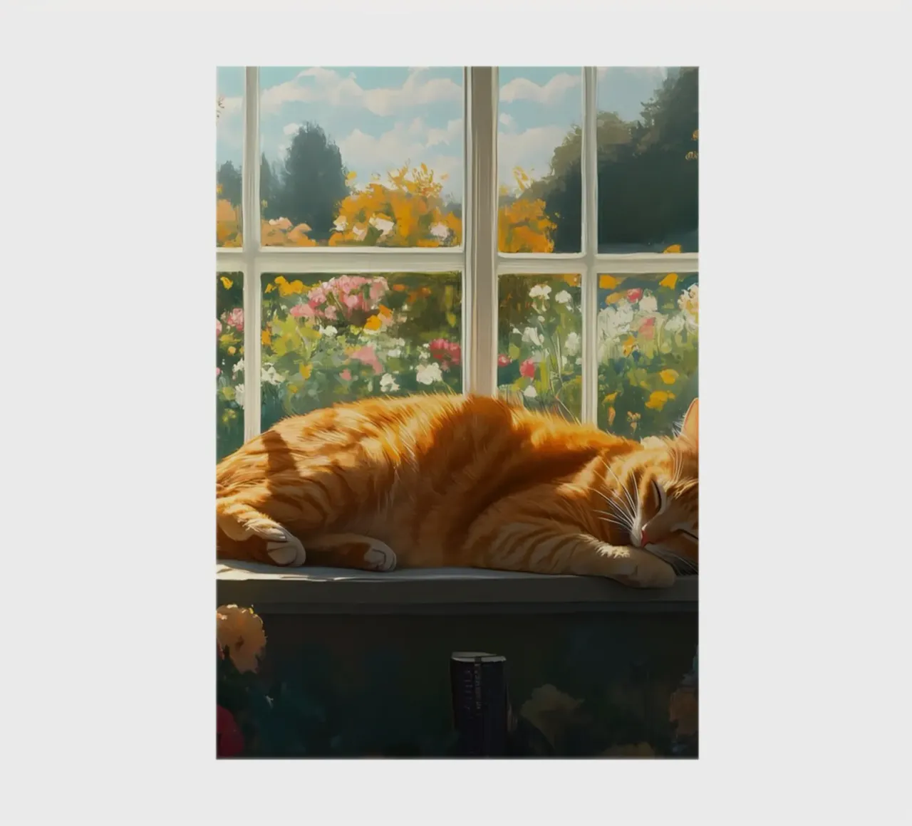 Cozy Window Cat Nap - Impressionistic Sunlight & Flowers notebook by ClubArt