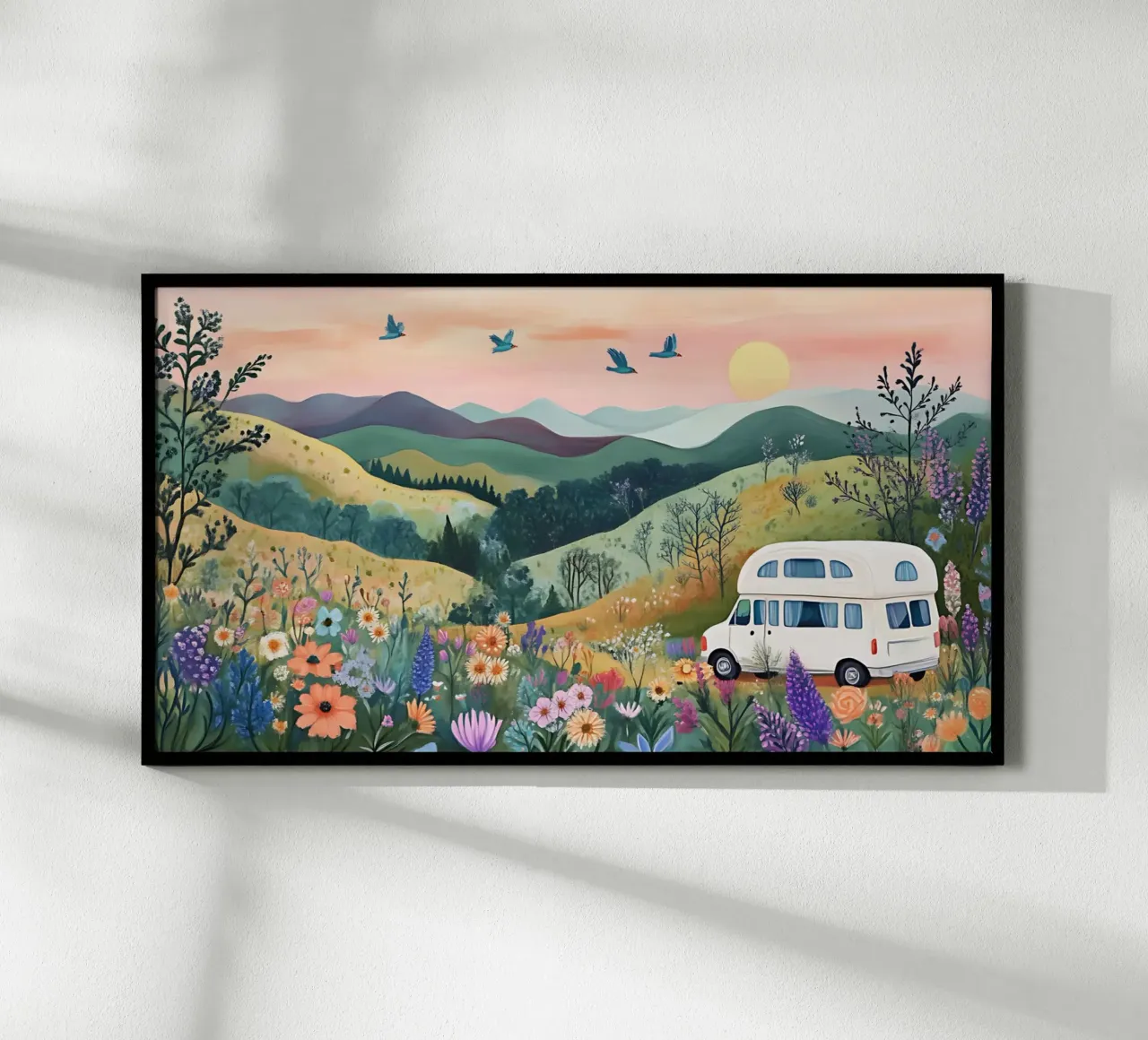 Grillig camperavontuur - Boheemse landschapskunst poster van ClubArt
