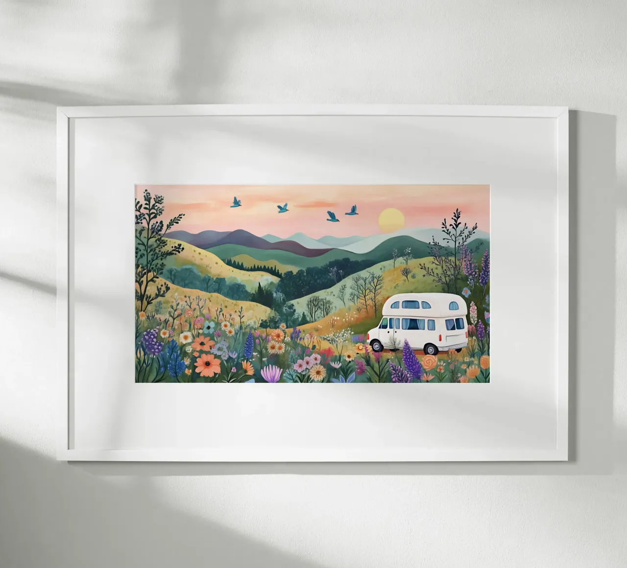 Grillig camperavontuur - Boheemse landschapskunst poster van ClubArt