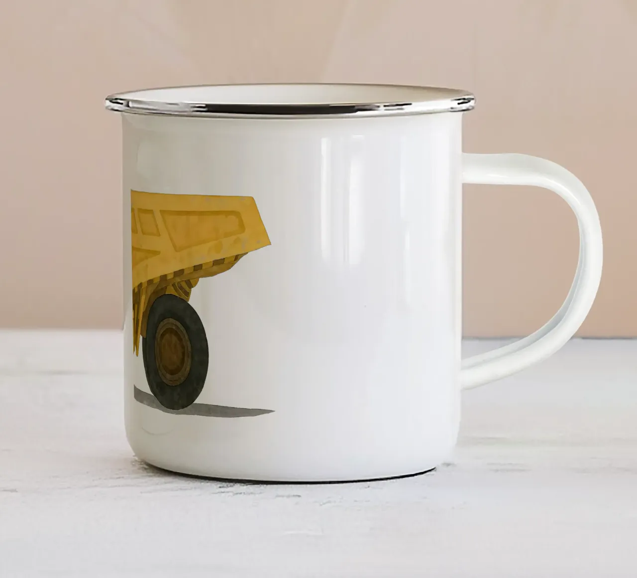 Big Yellow Dumper: il sogno di un bambino su ruote tazza in smalto da KidzStudio