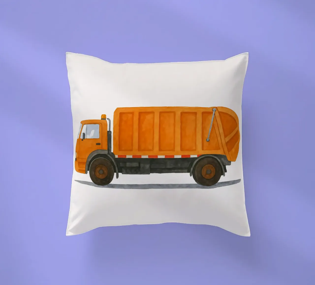Stella di strada in arancione - grafica del camion della spazzatura cuscino da KidzStudio