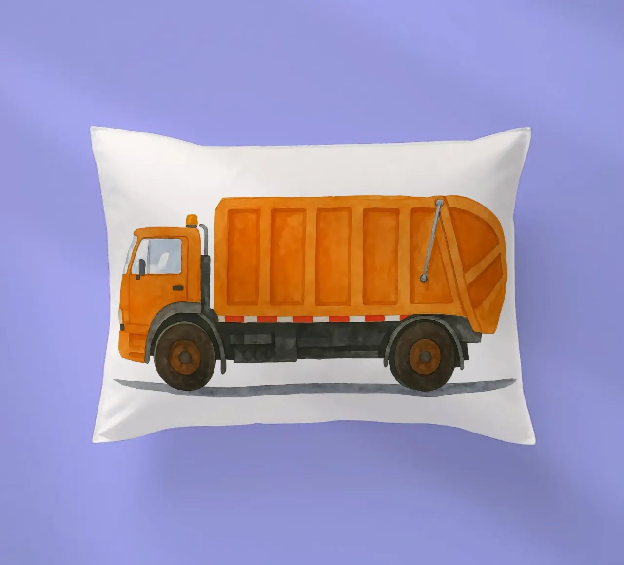 Stella di strada in arancione - grafica del camion della spazzatura cuscino da KidzStudio